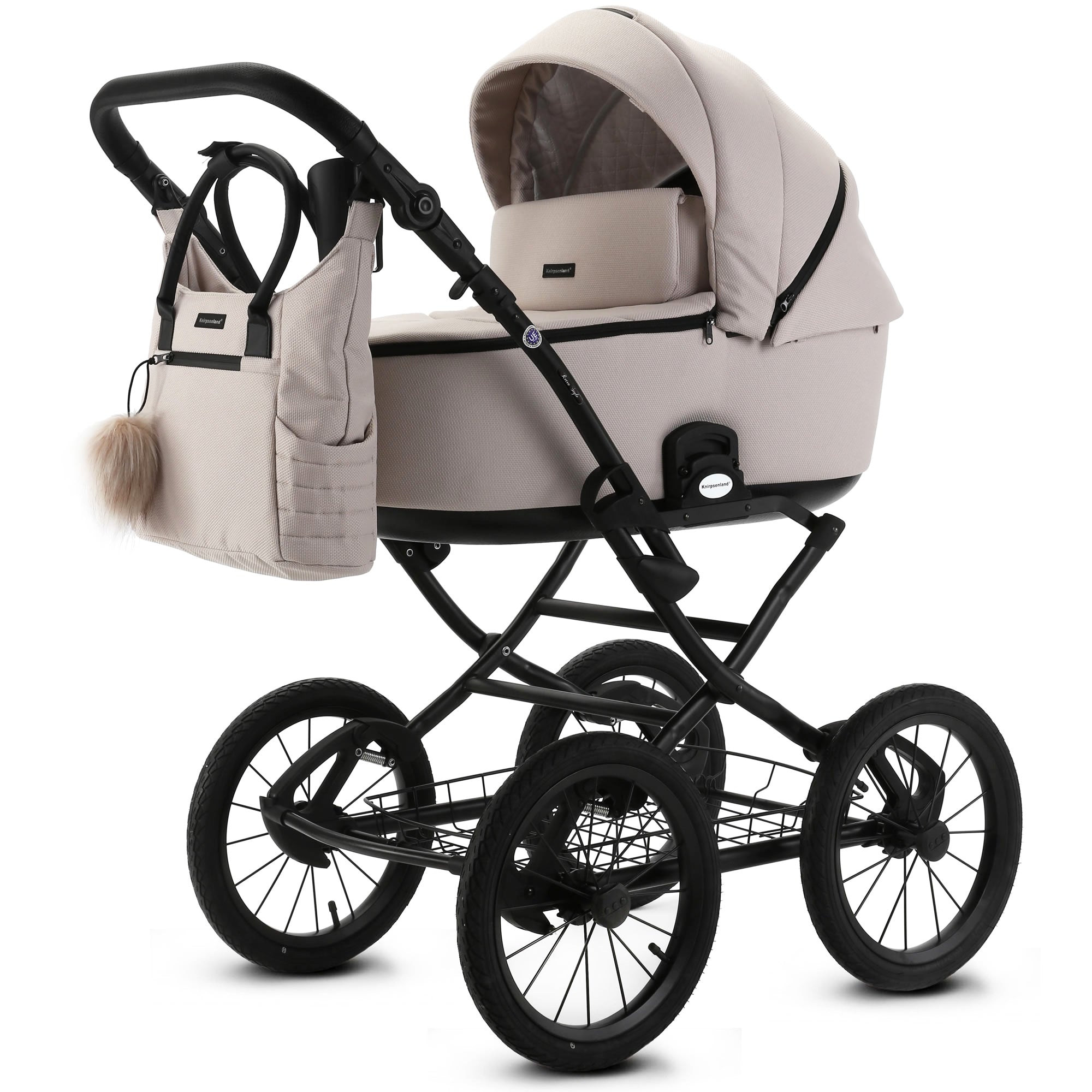 Retro Kinderwagen Hellbeige – Klassisch & Komfortabel
