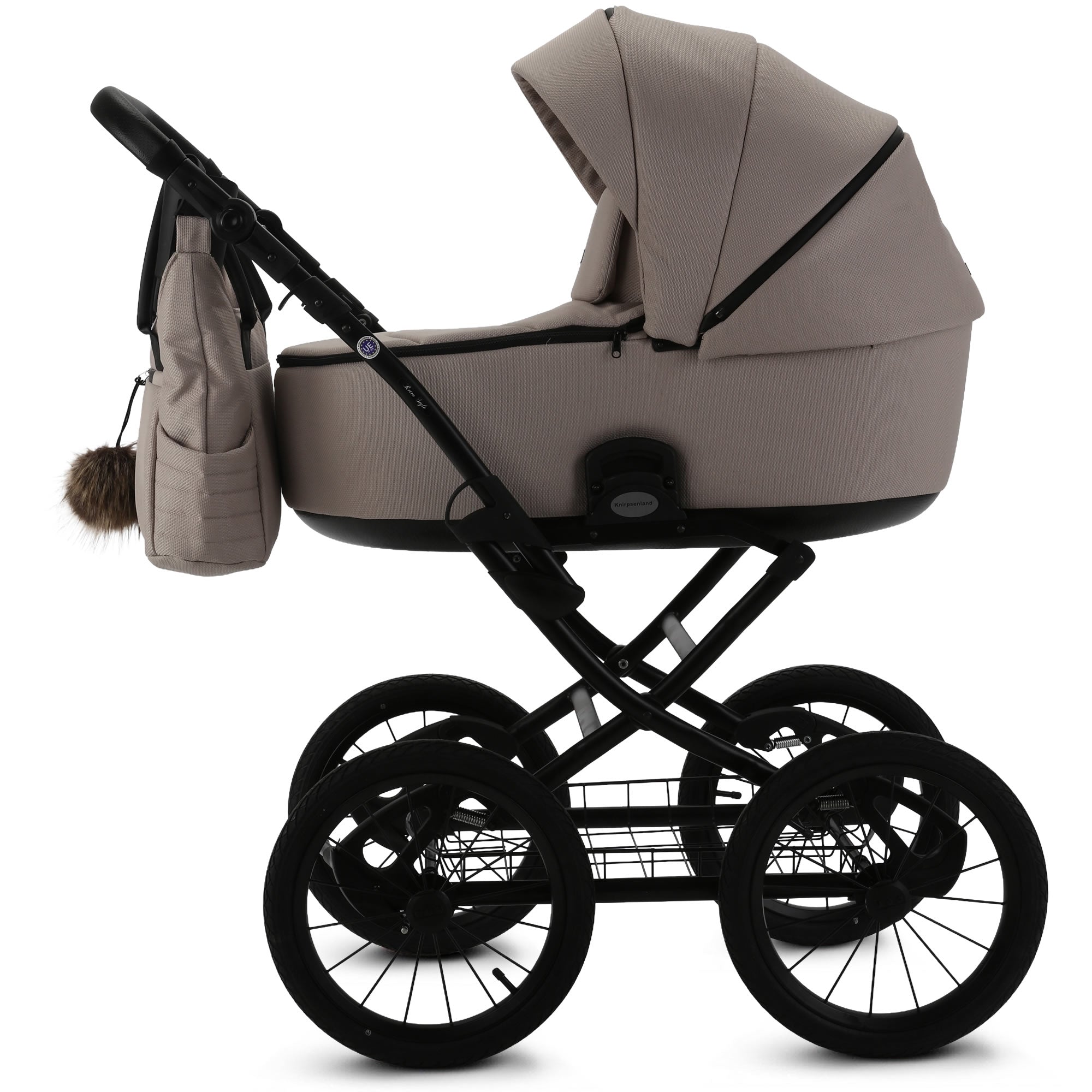 Retro Kinderwagen Cappuccino – Klassisch & Komfortabel
