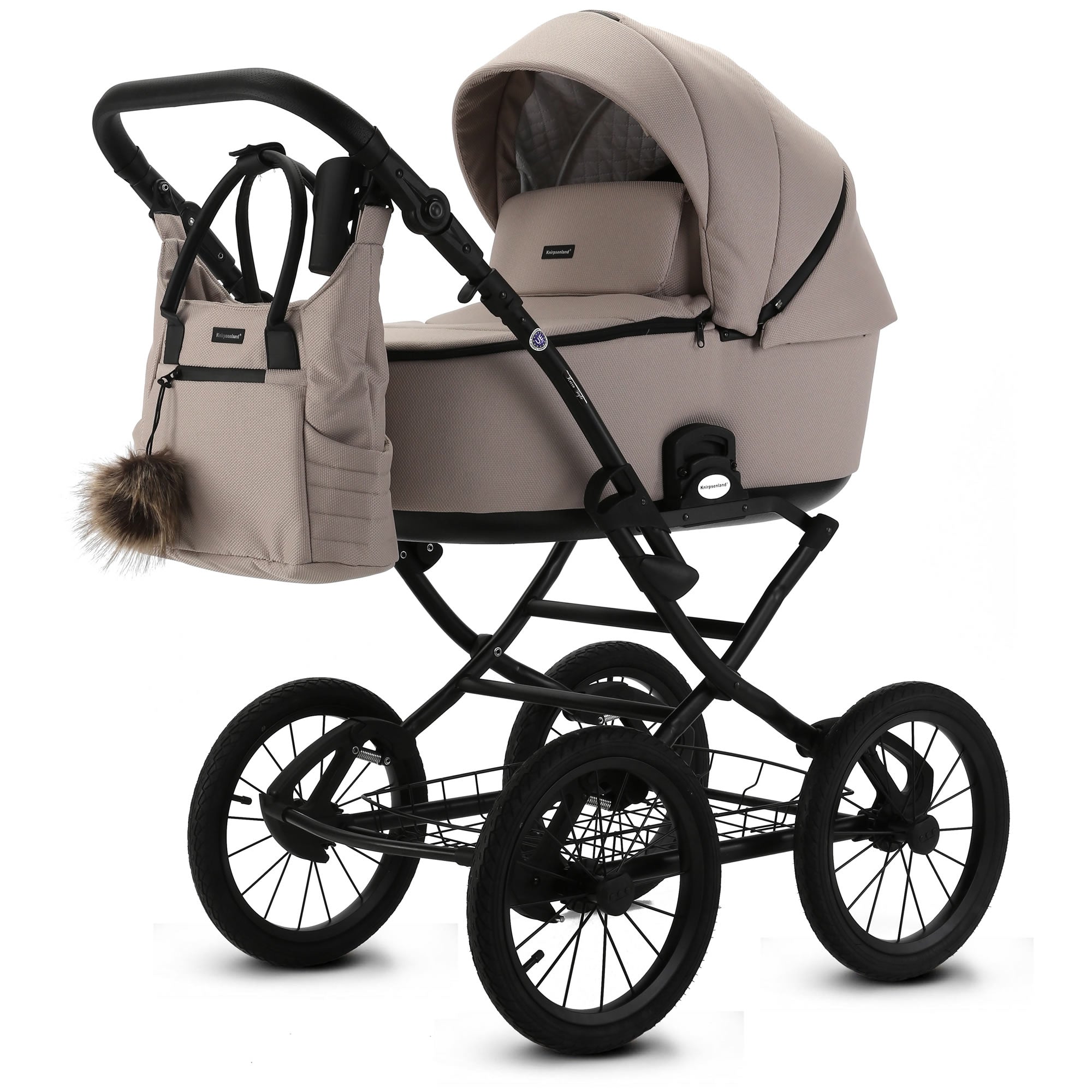 Retro Kinderwagen Cappuccino – Klassisch & Komfortabel