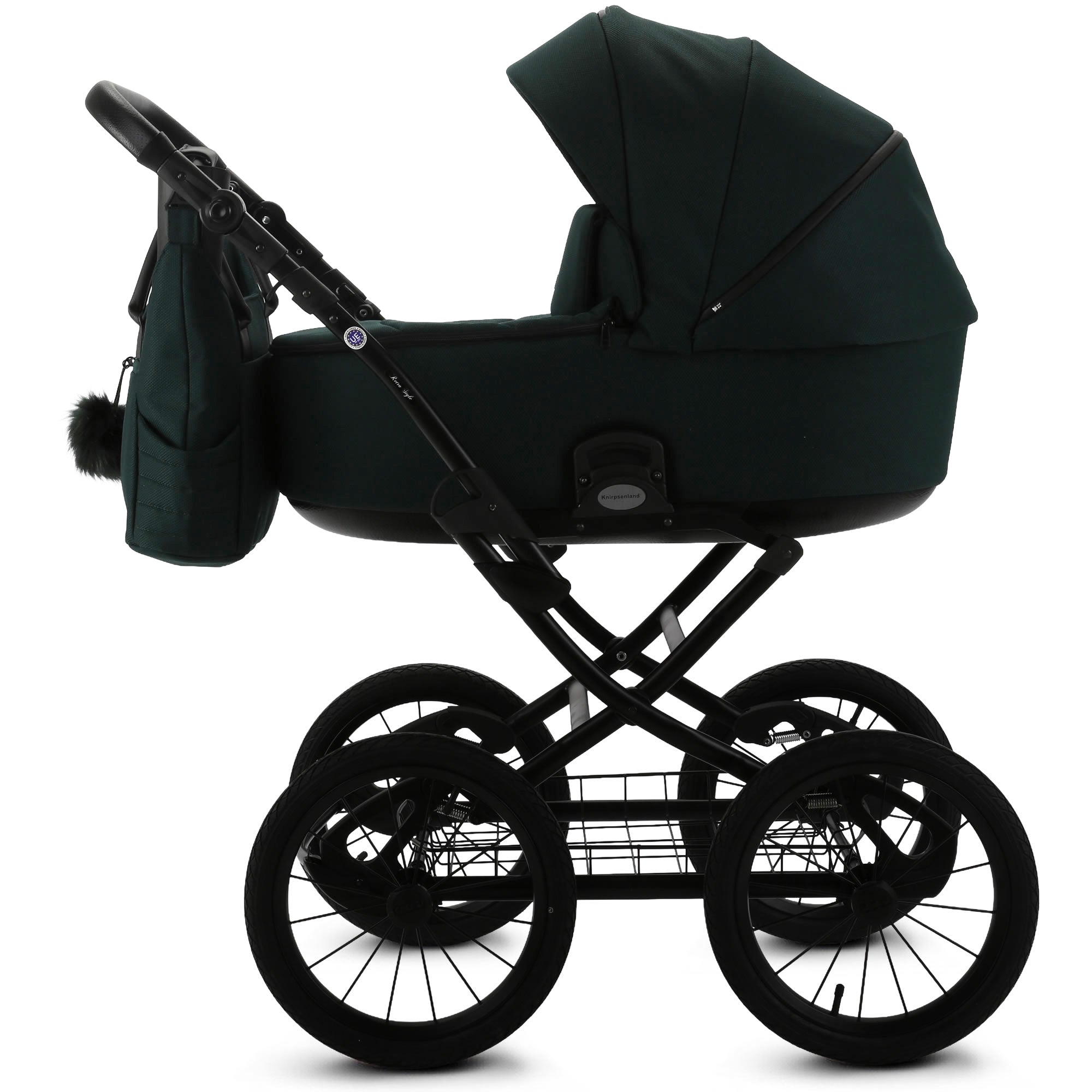 Knirpsenland Retro Style 2.0 Kinderwagen Grün – Edler 2in1 Kombikinderwagen Forest Green