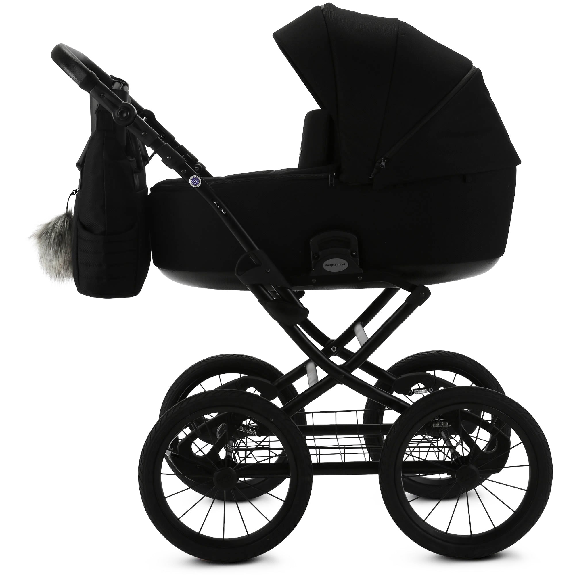 Retro Kinderwagen Schwarz – Klassisch & Komfortabel