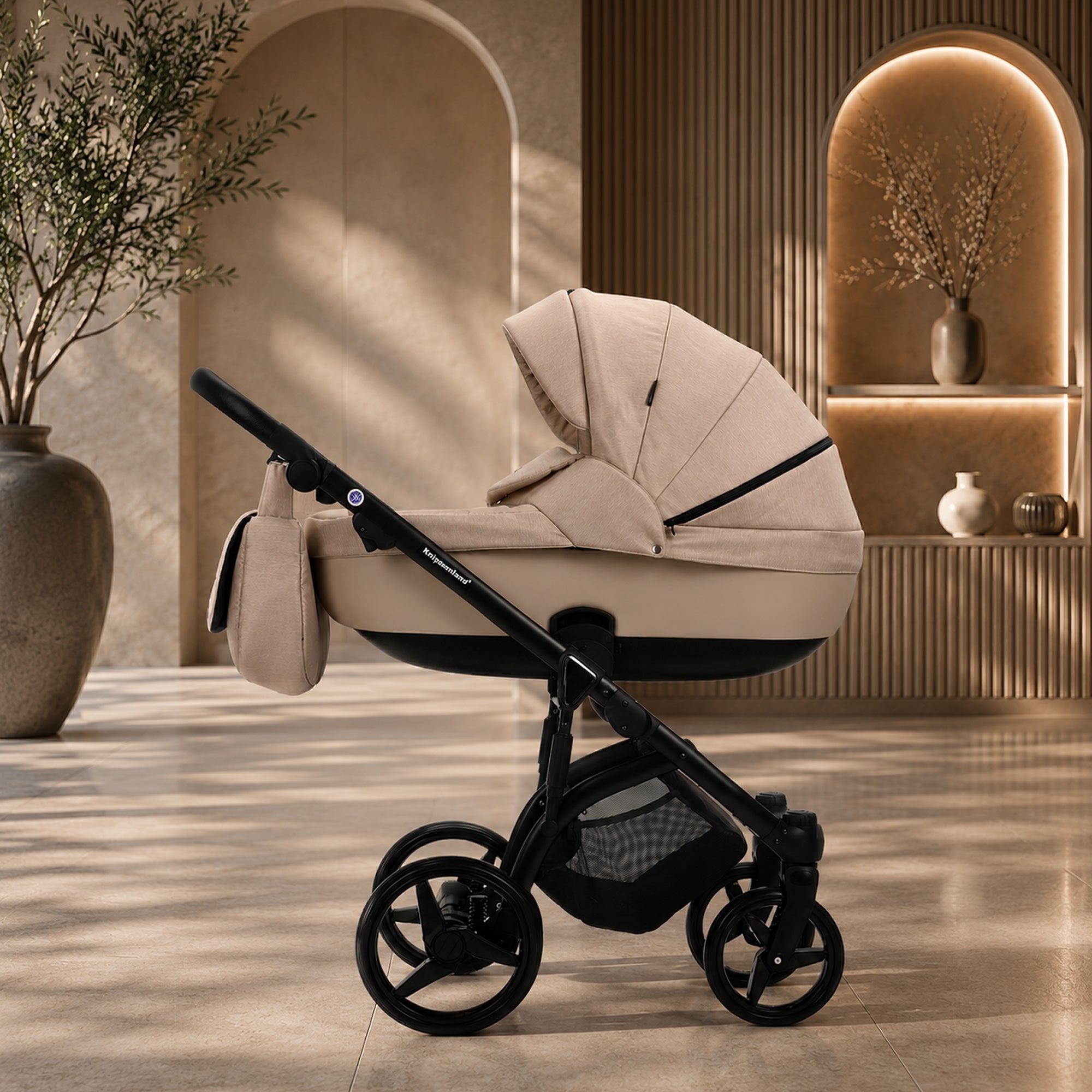 Knirpsenland Valencia Kinderwagen Beige – Kombi 2in1 Jeans