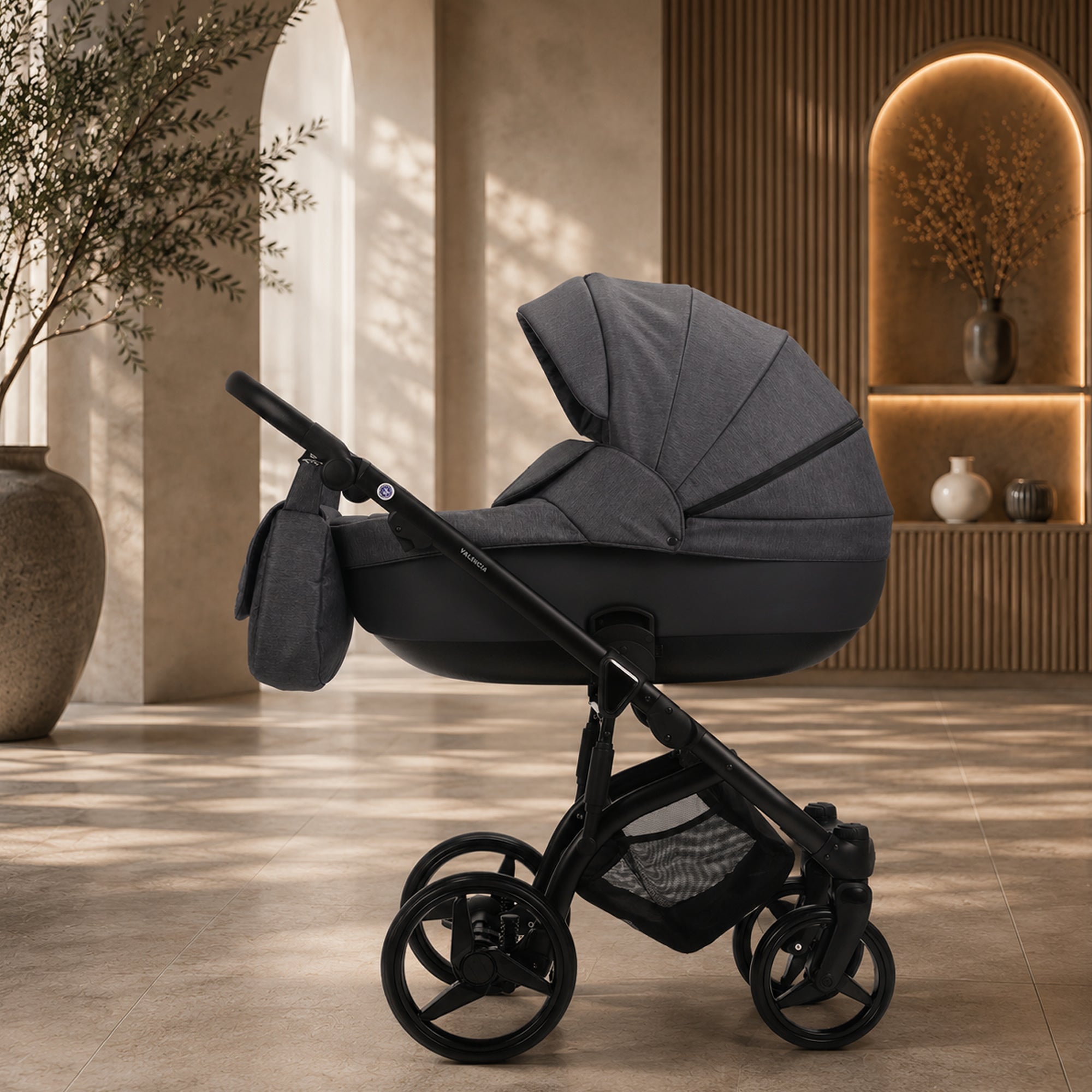 Knirpsenland Valencia Kombi Kinderwagen – Grau / Stone (Jeans-Optik)