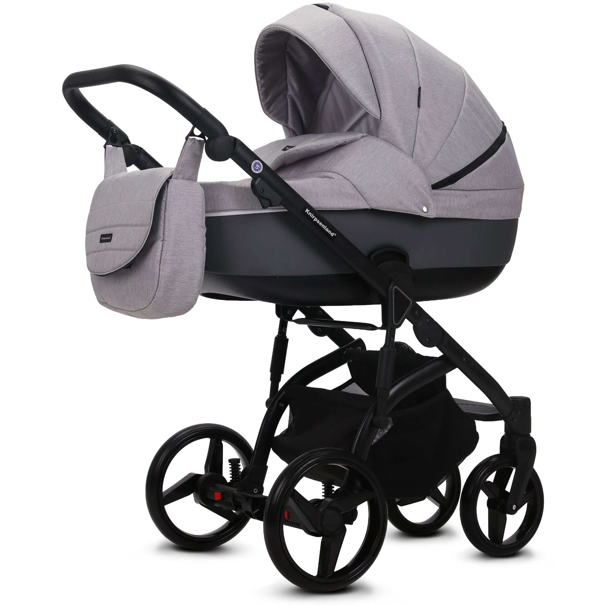 Knirpsenland Valencia Kombi Kinderwagen – Hellgrau / Dunkelgrau (Jeans-Optik)