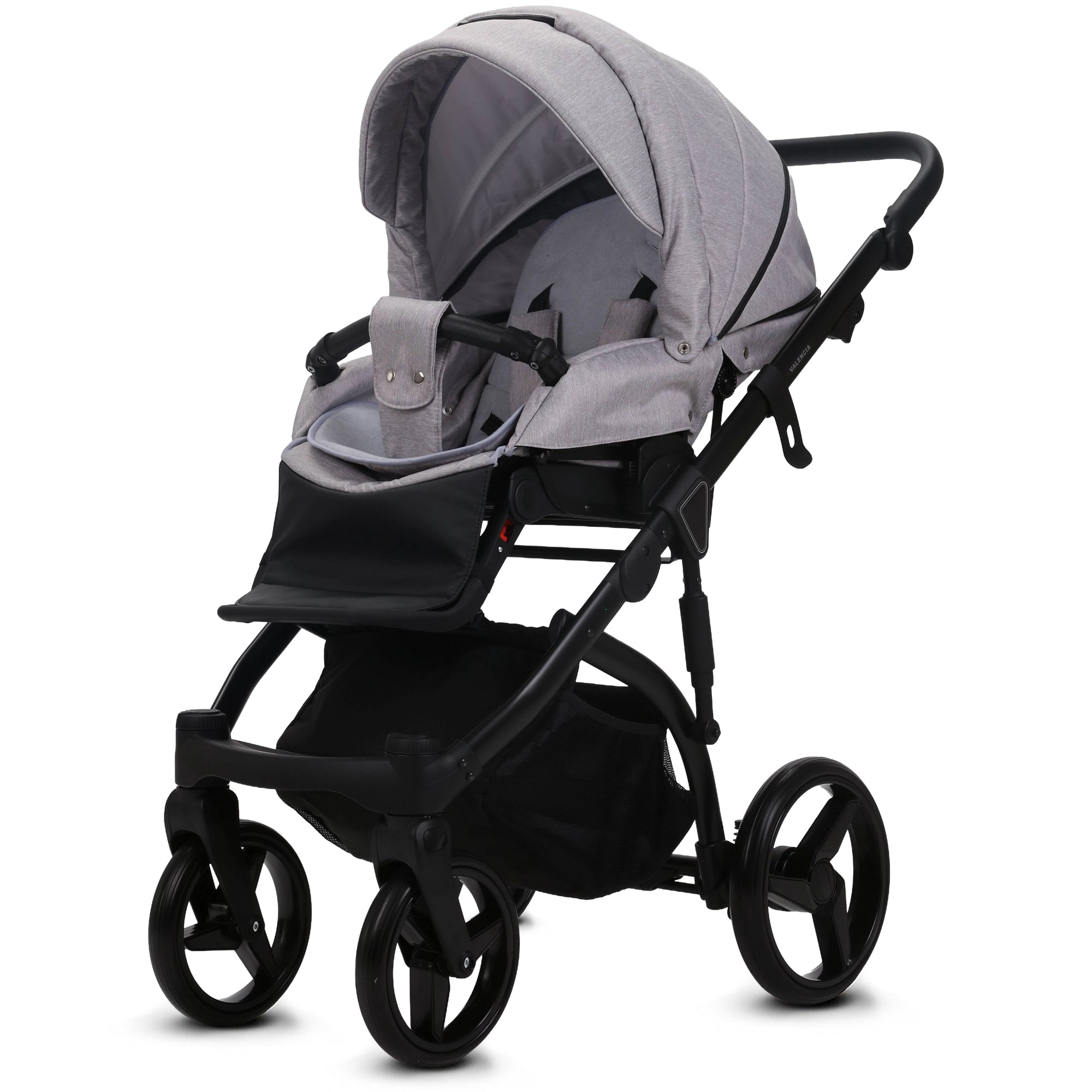 Knirpsenland Valencia Kombi Kinderwagen – Hellgrau / Dunkelgrau (Jeans-Optik)