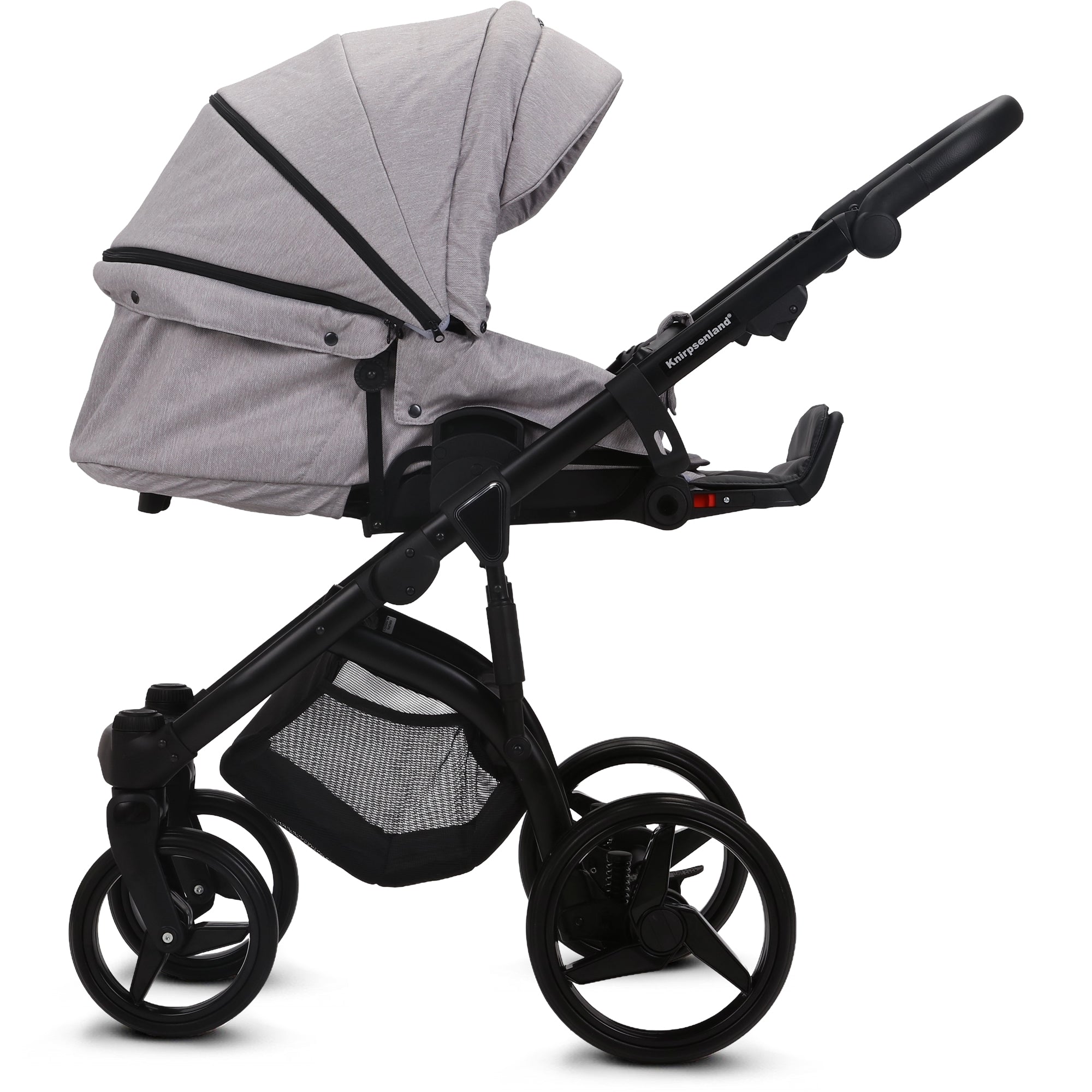 Knirpsenland Valencia Kombi Kinderwagen – Hellgrau / Dunkelgrau (Jeans-Optik)