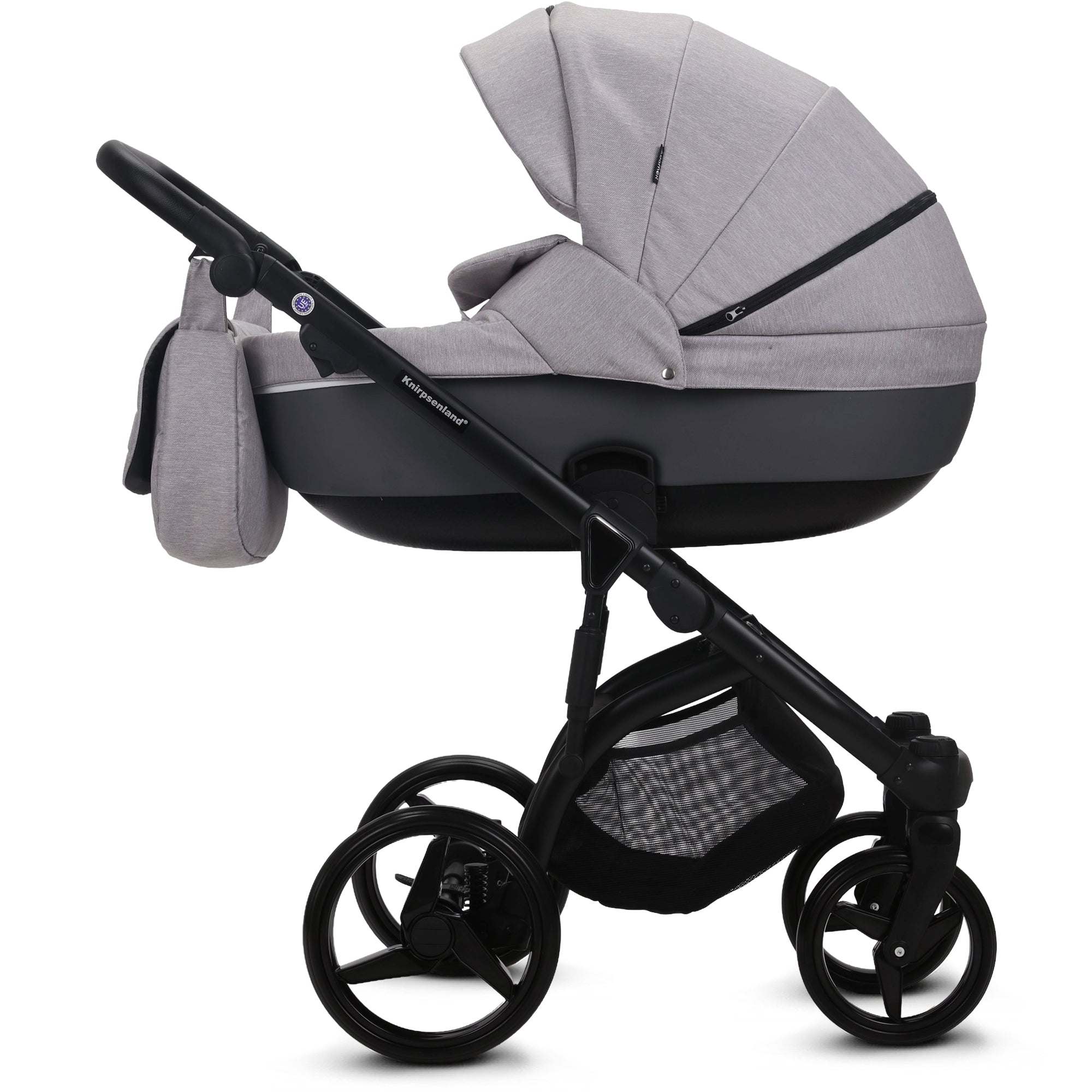 Knirpsenland Valencia Kombi Kinderwagen – Hellgrau / Dunkelgrau (Jeans-Optik)