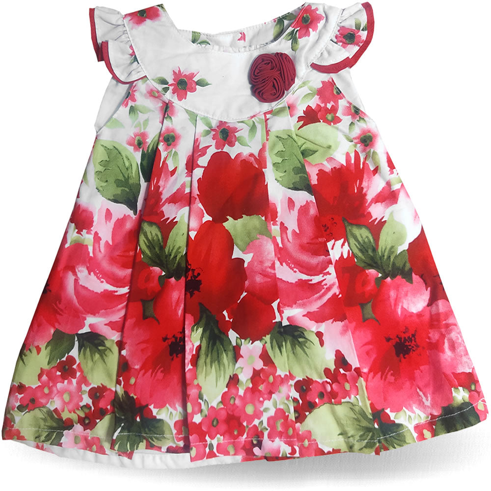 Baby Kleid Sommerkleid Mohnblume Weiß Rot