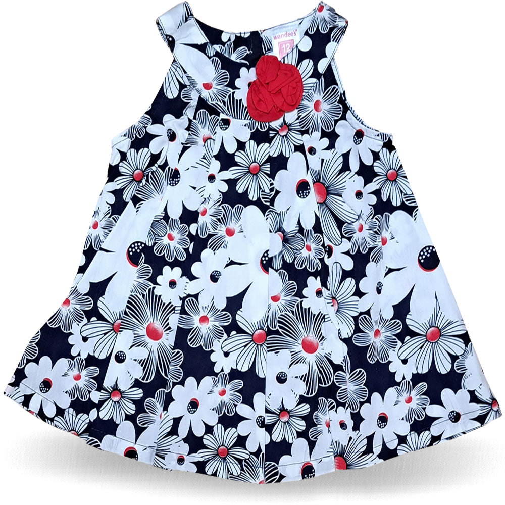 Baby Kleid Sommerkleid Blumen Blau Weiß