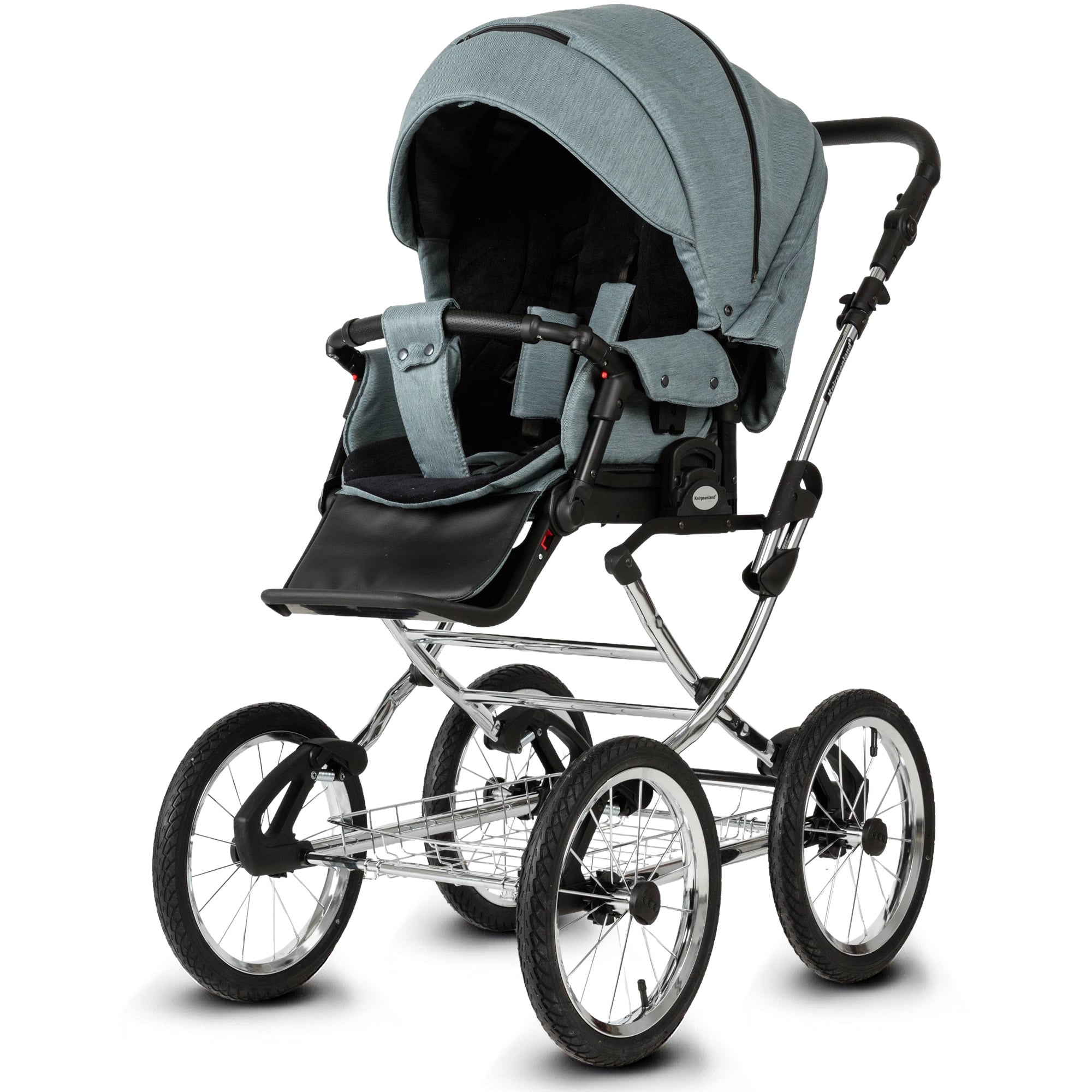 Knirpsenland Retro Style Chrome Edition Kinderwagen – Sage Green