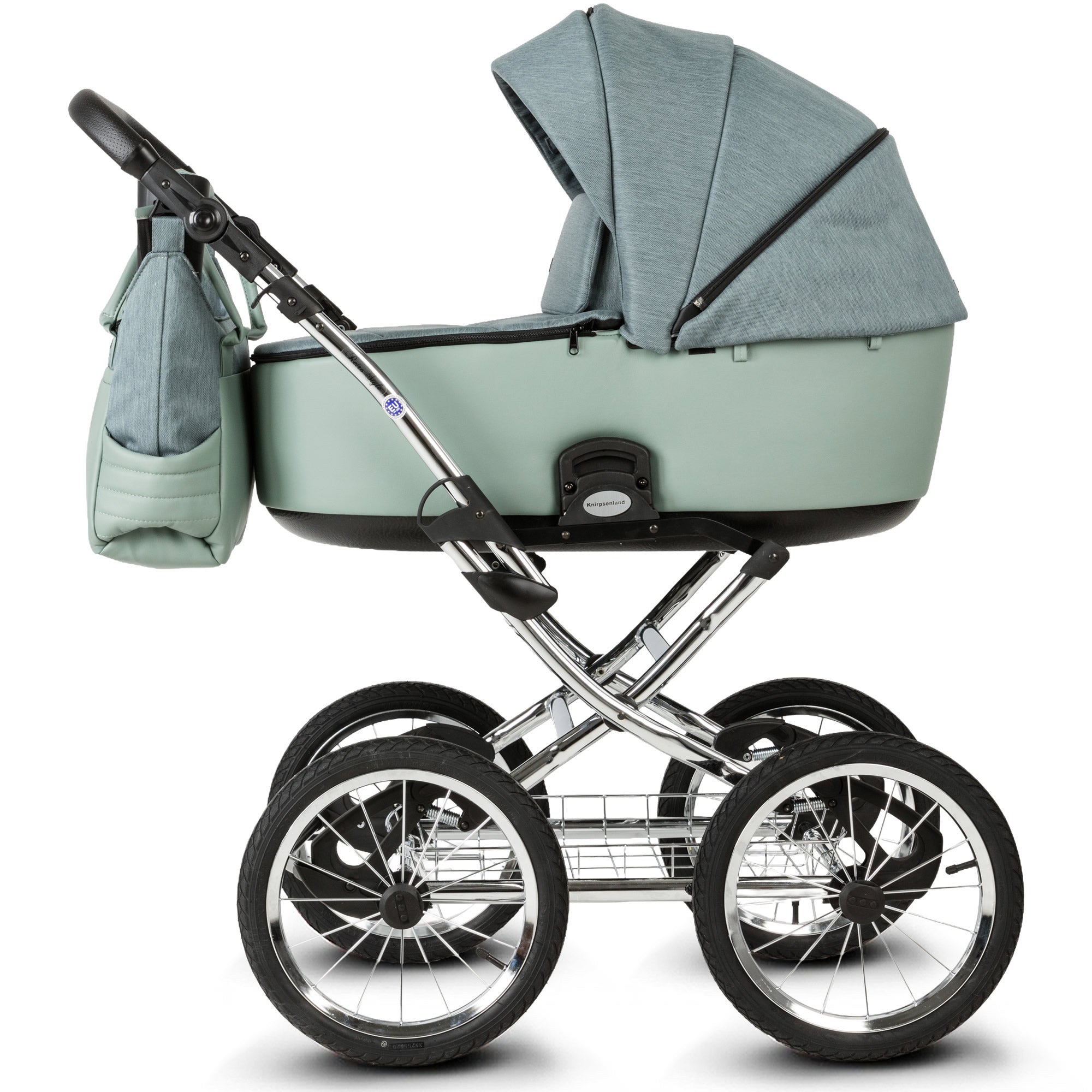Knirpsenland Retro Style Chrome Edition Kinderwagen – Sage Green