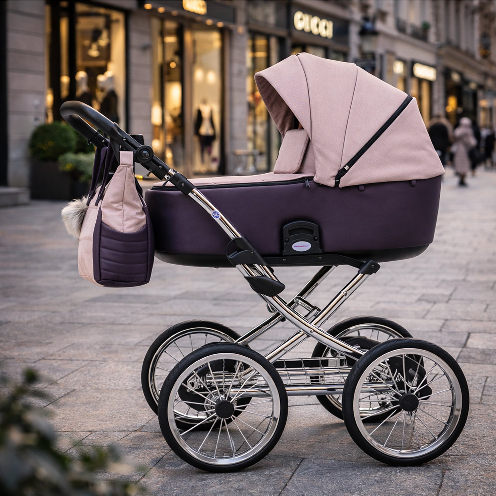 Knirpsenland Retro Style Chrome Edition Kinderwagen – Mauve Rosé