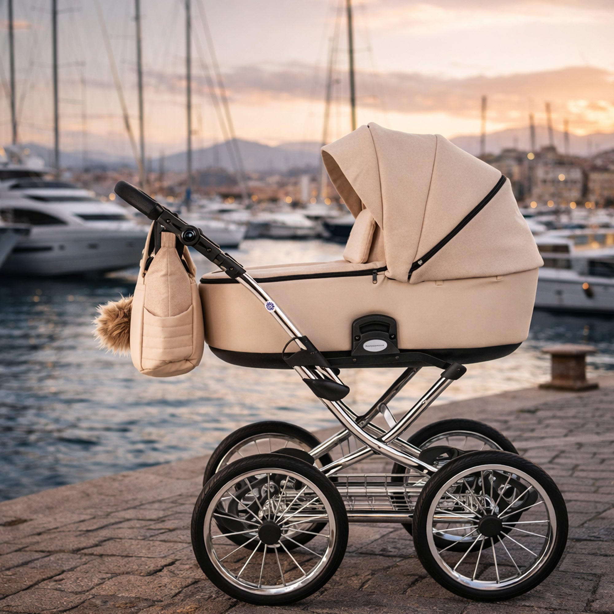 Knirpsenland Retro Style Chrome Edition Kinderwagen – Champagne Beige