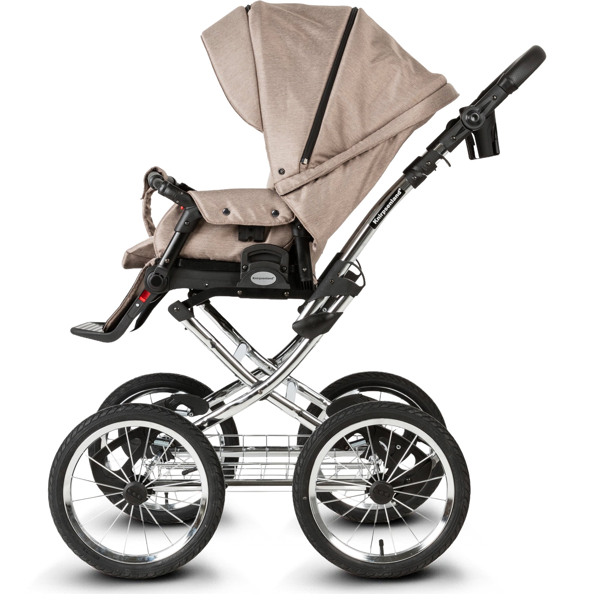 Knirpsenland Retro Style Chrome Edition Kinderwagen – Cappuccino Taupe