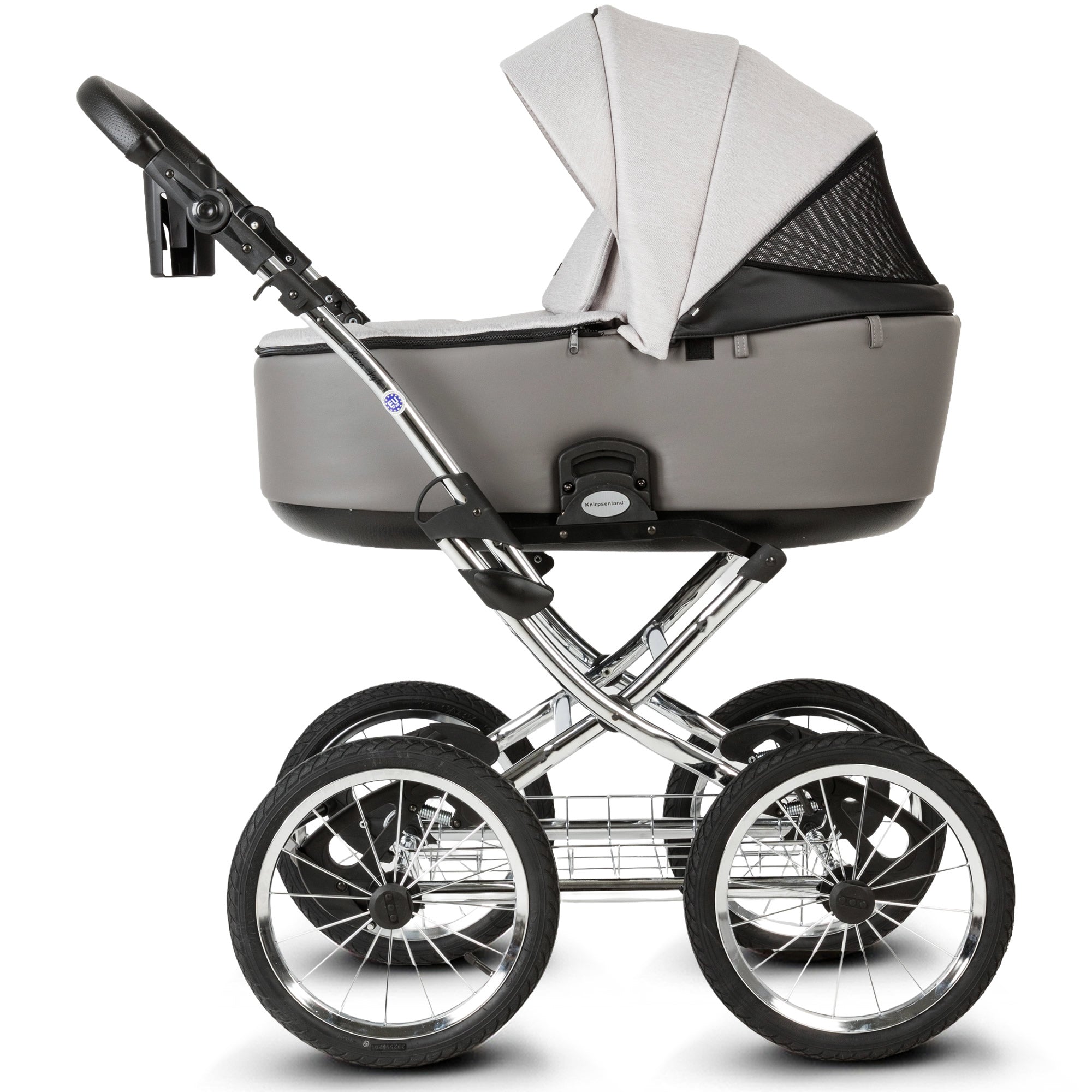 Knirpsenland Retro Style Chrome Edition Kinderwagen – Silver Grey