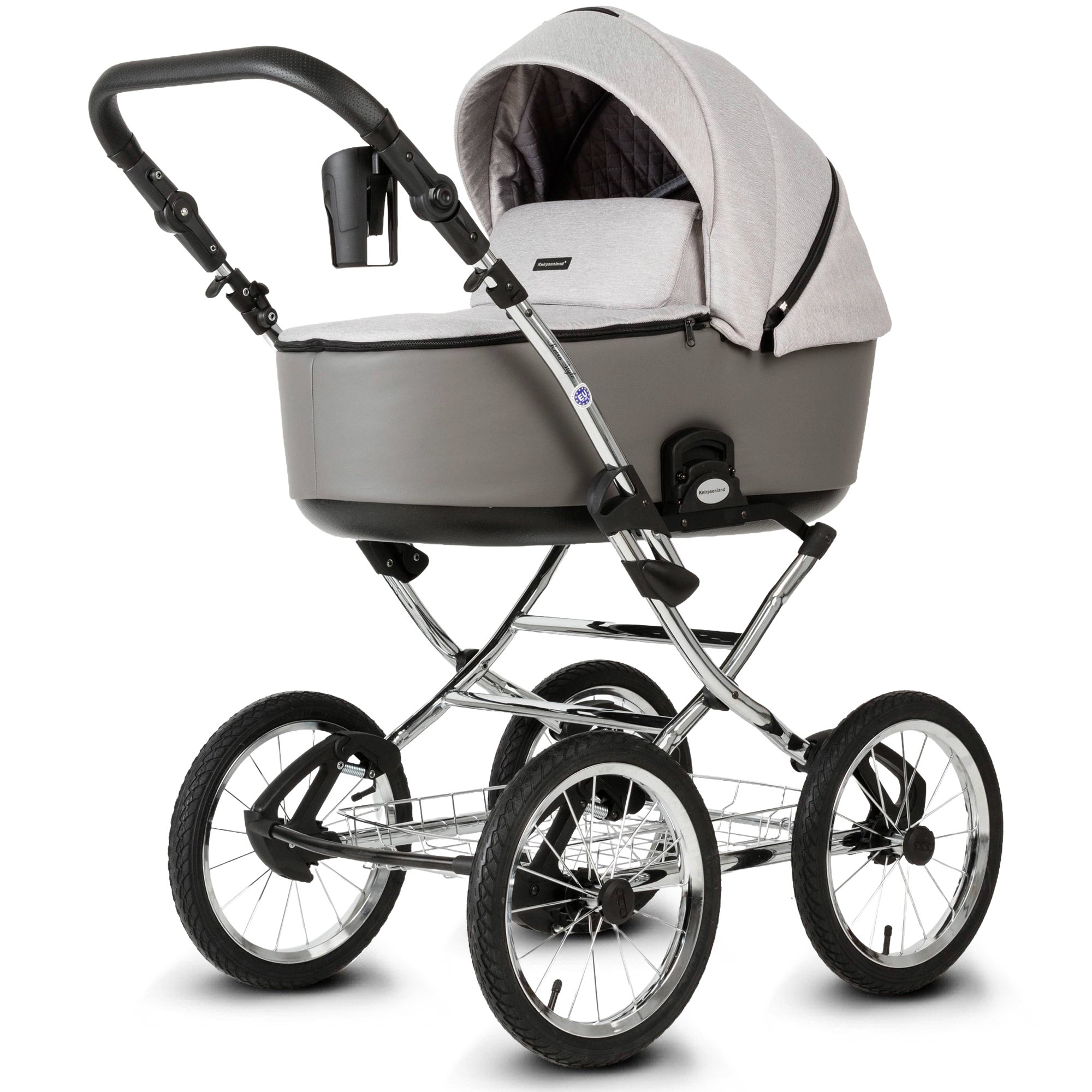 Knirpsenland Retro Style Chrome Edition Kinderwagen – Silver Grey