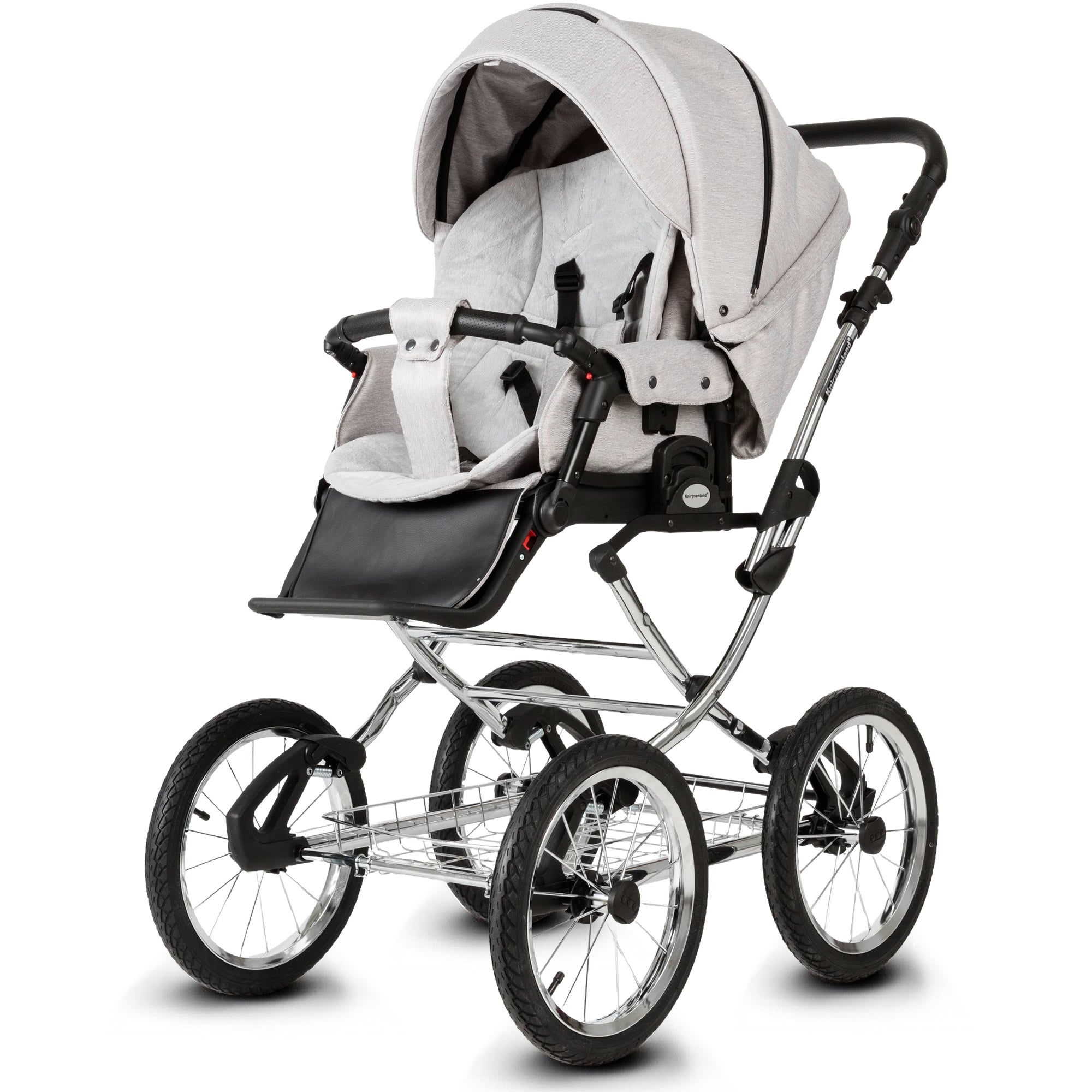 Knirpsenland Retro Style Chrome Edition Kinderwagen – Silver Grey