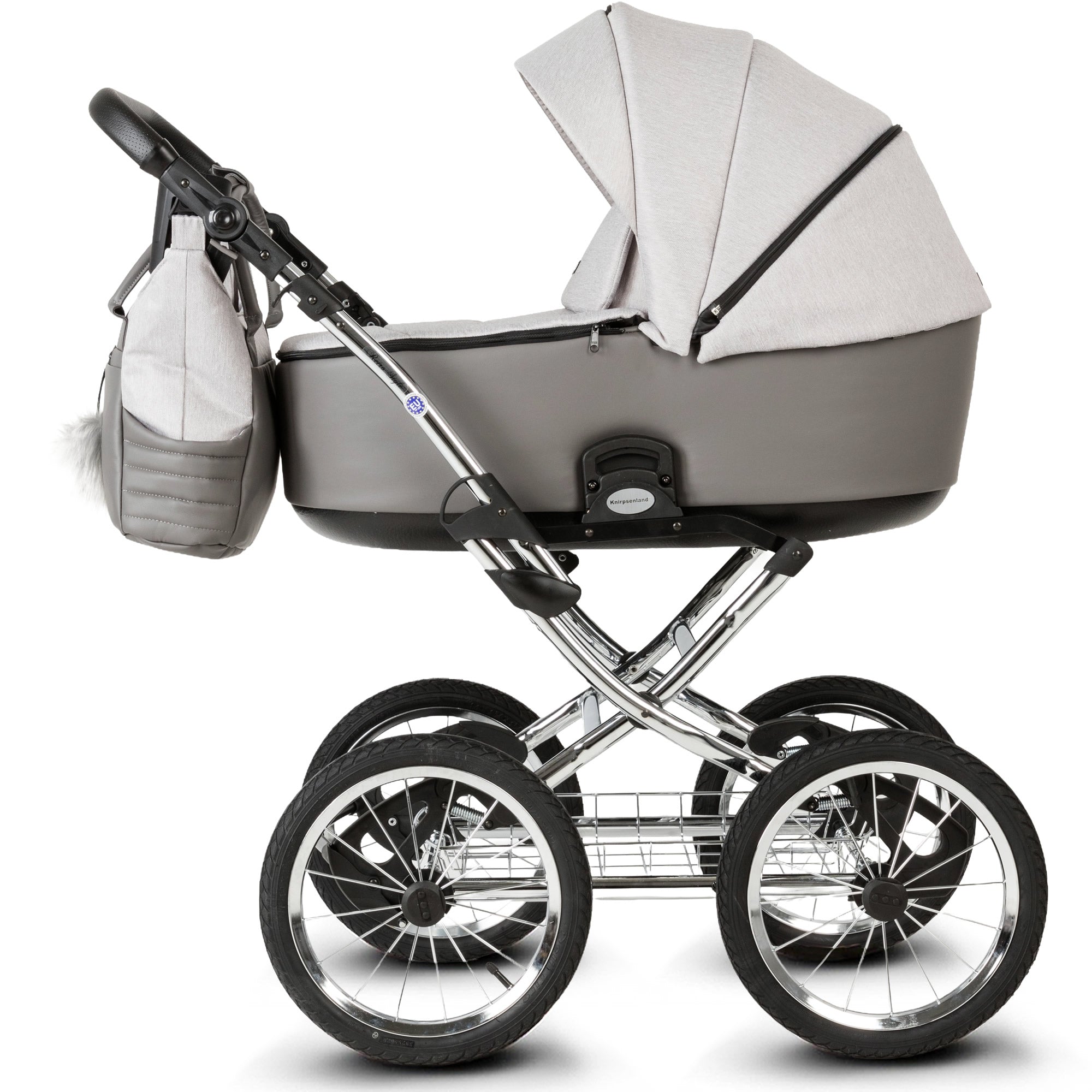 Knirpsenland Retro Style Chrome Edition Kinderwagen – Silver Grey