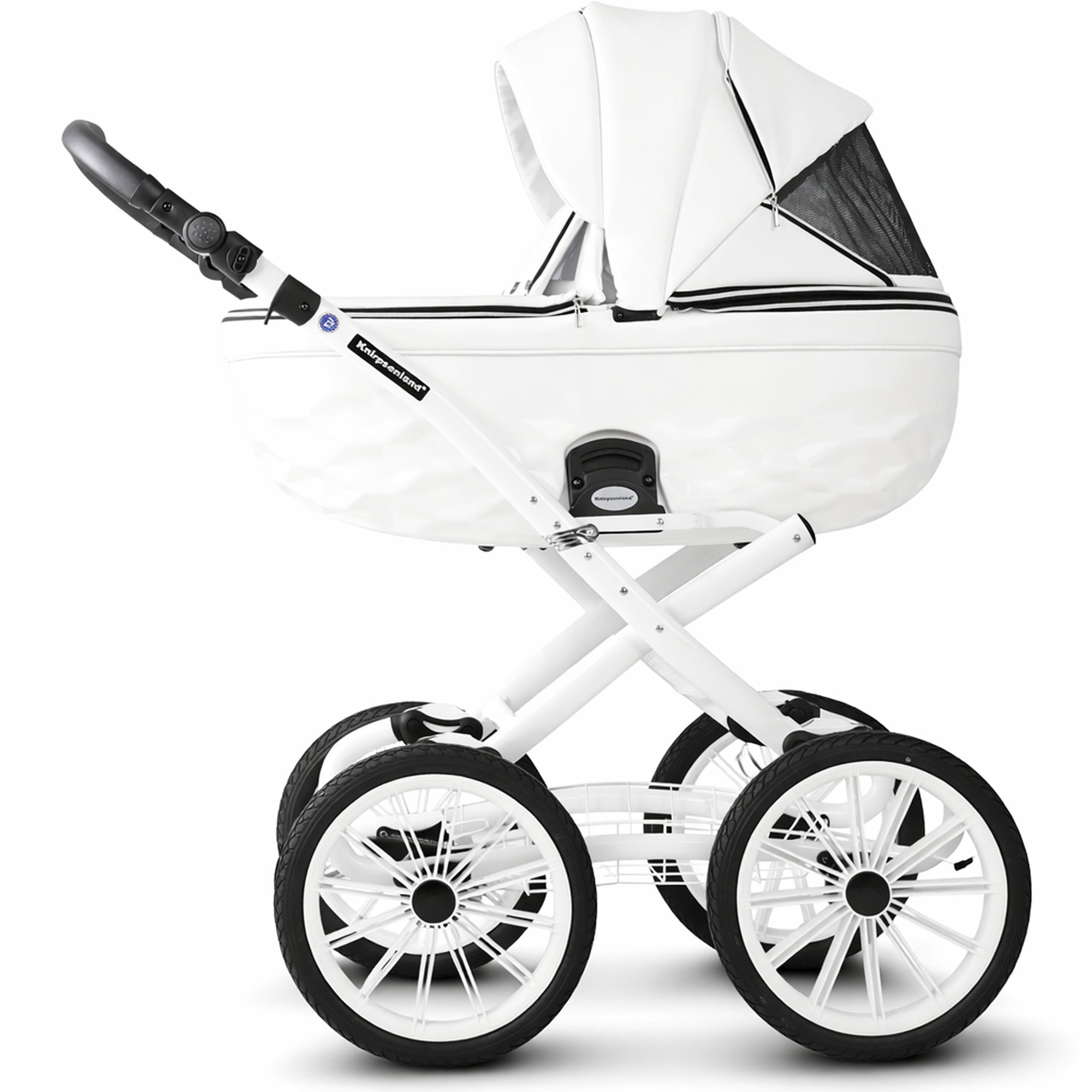 kinderwagen weiß Knirpsenland Retro Exclusive Kinderwagen Weiß Leder – Ivory