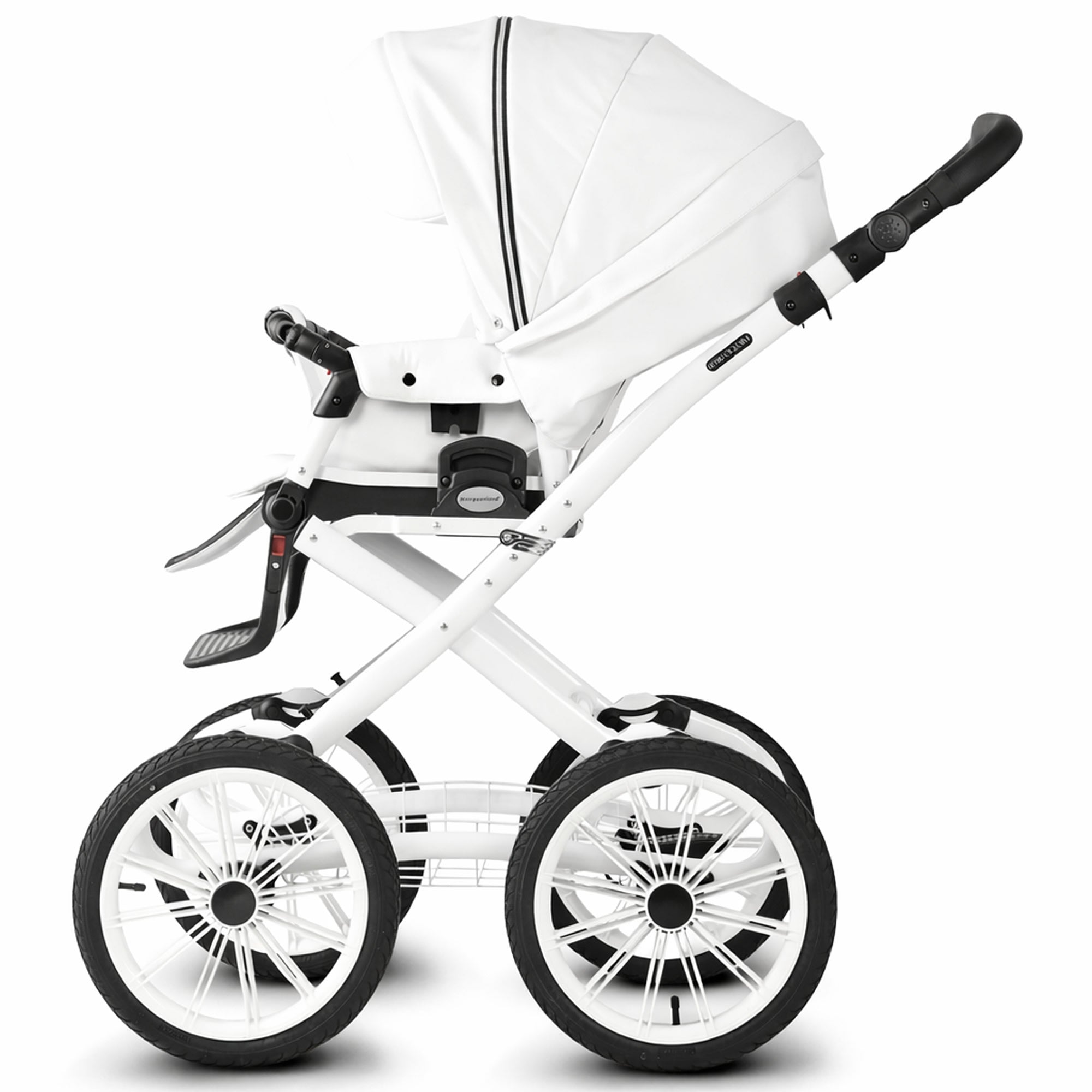 Knirpsenland Retro Exclusive Kinderwagen Weiß Leder – Ivory