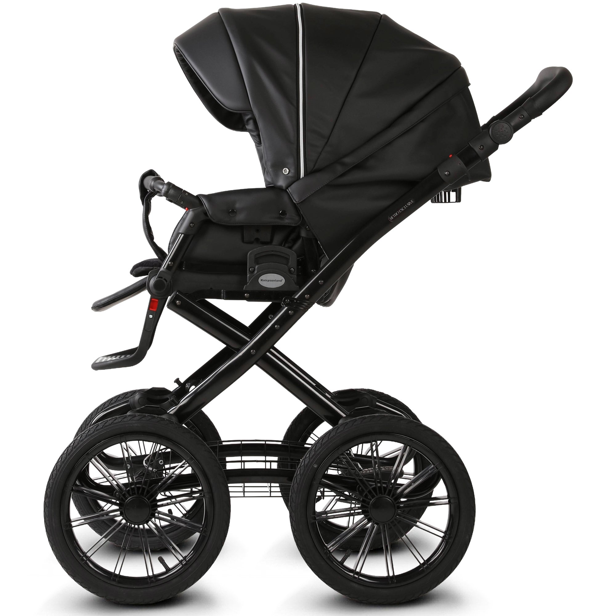 kinderwagen aus leder Knirpsenland Retro Exclusive Kinderwagen Schwarz Leder – Midnight