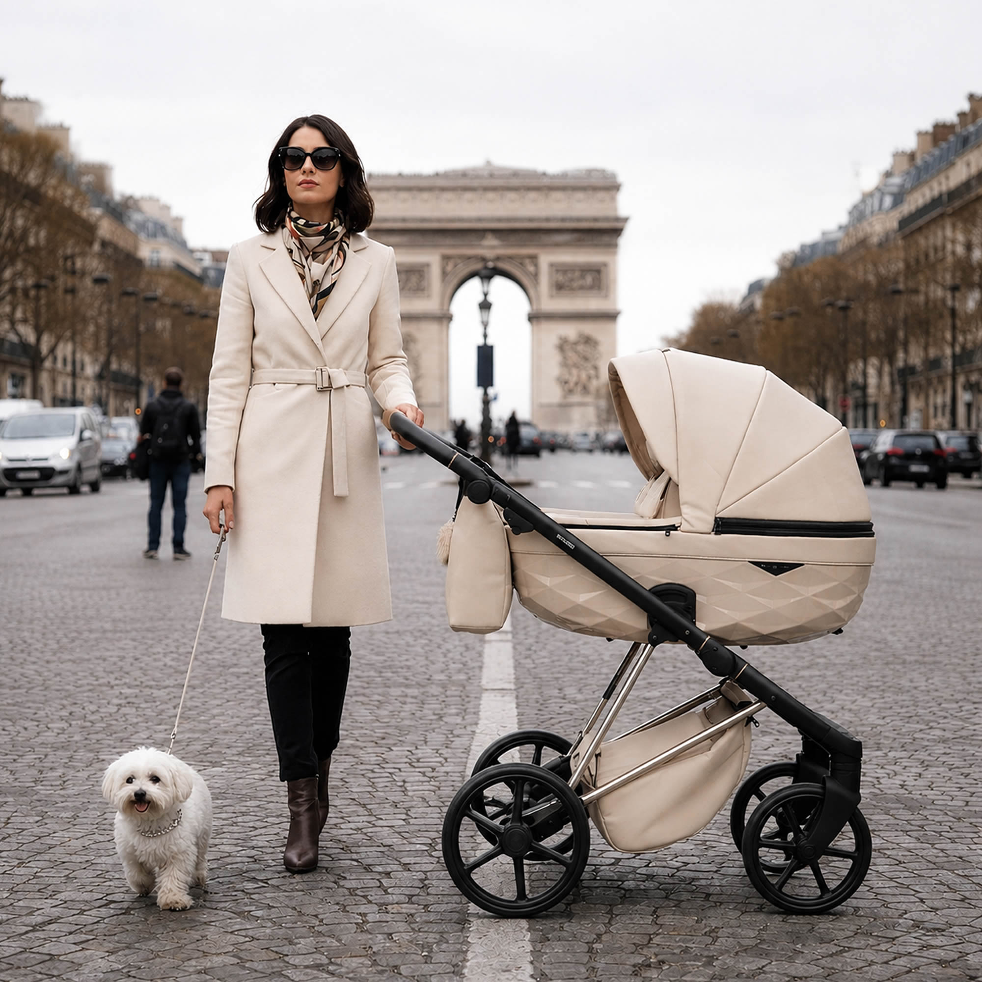Luxus Kombi-Kinderwagen Milano Cappuccino – Limited Edition mit 3D Lack-Wanne