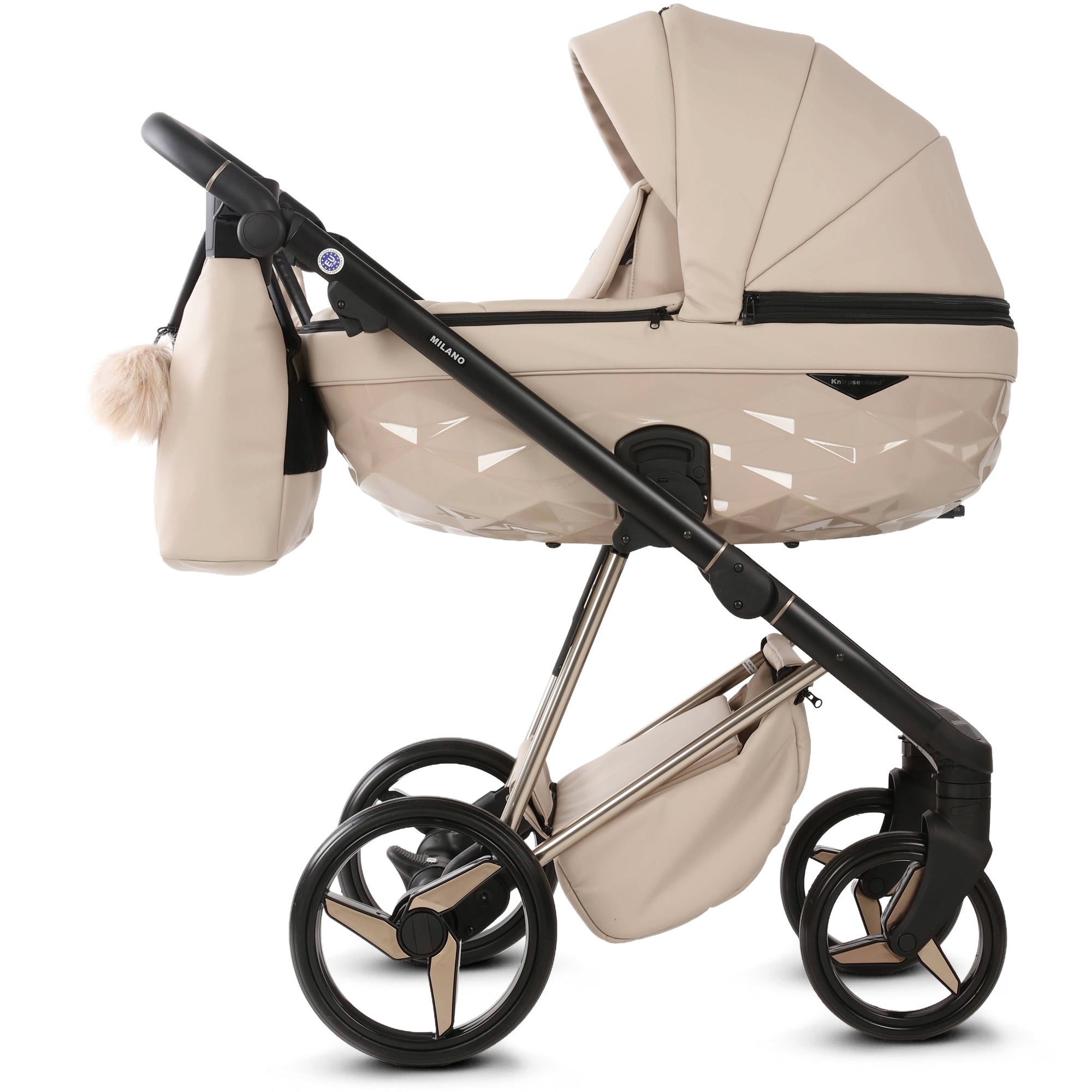Luxus Kombi-Kinderwagen Milano Cappuccino – Limited Edition mit 3D Lack-Wanne