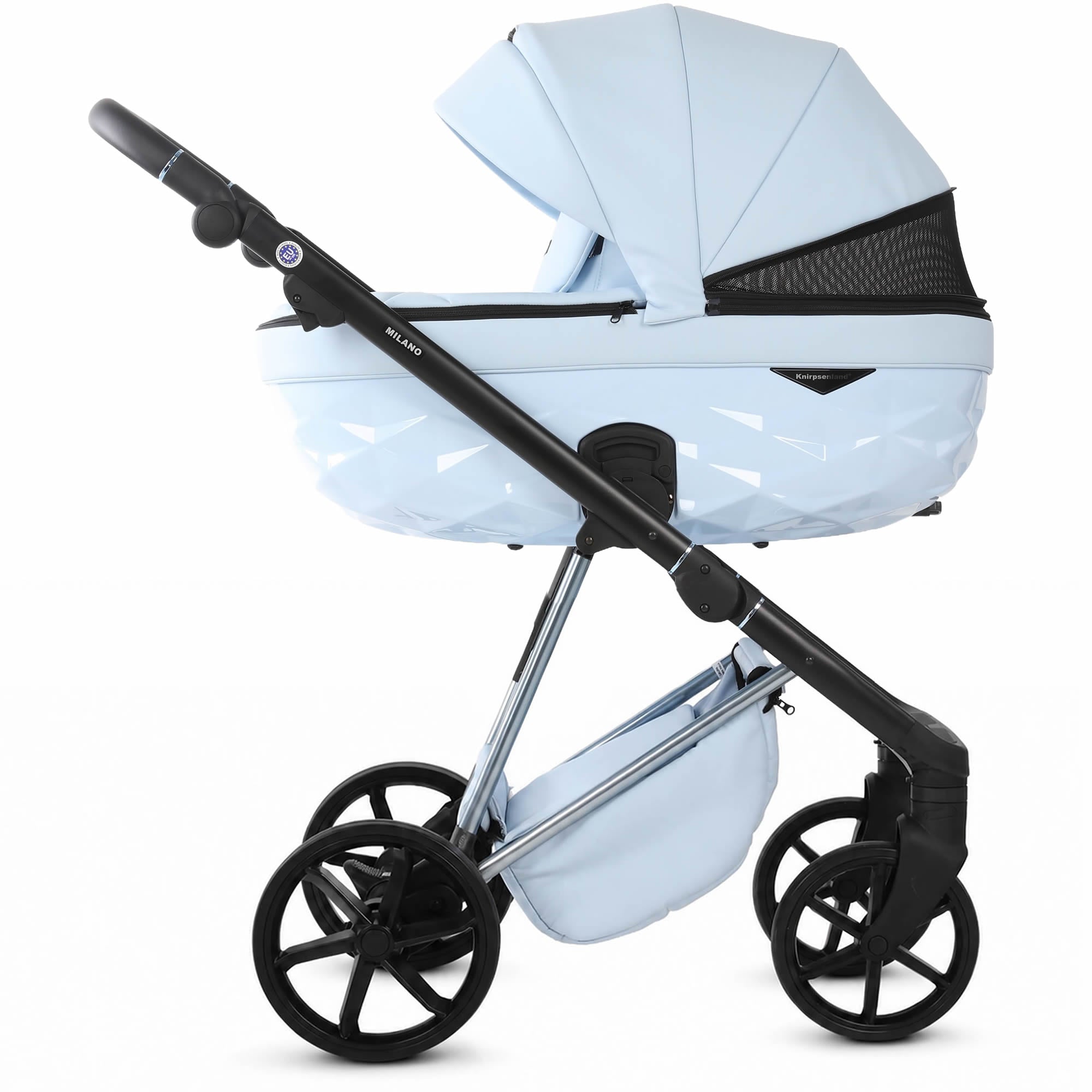 Luxus Kombi-Kinderwagen Milano Hellblau – Limited Edition Frisch & modern von Knirpsenland