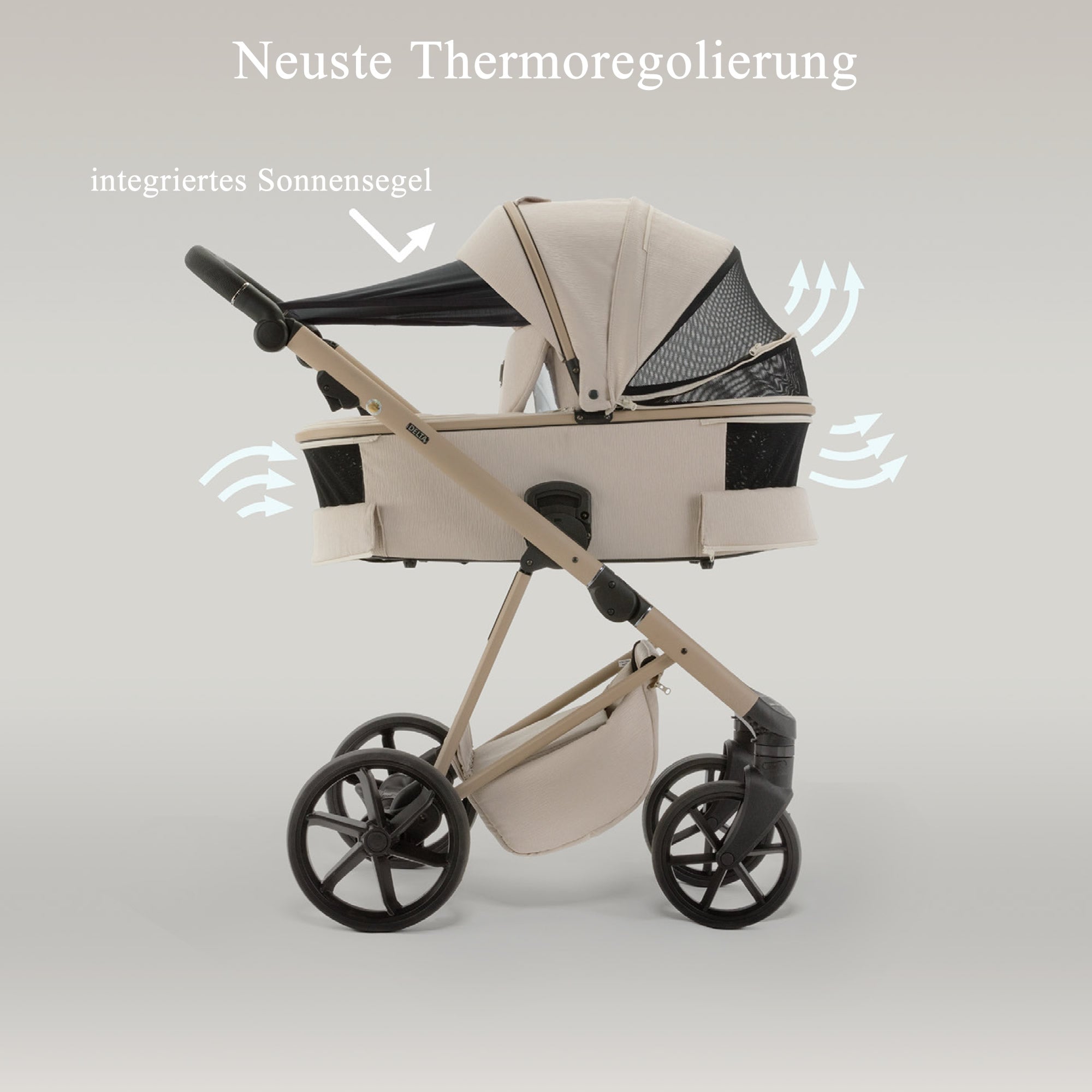 Luxus Kombikinderwagen Merida Taupe – Eleganz & Komfort von Knirpsenland