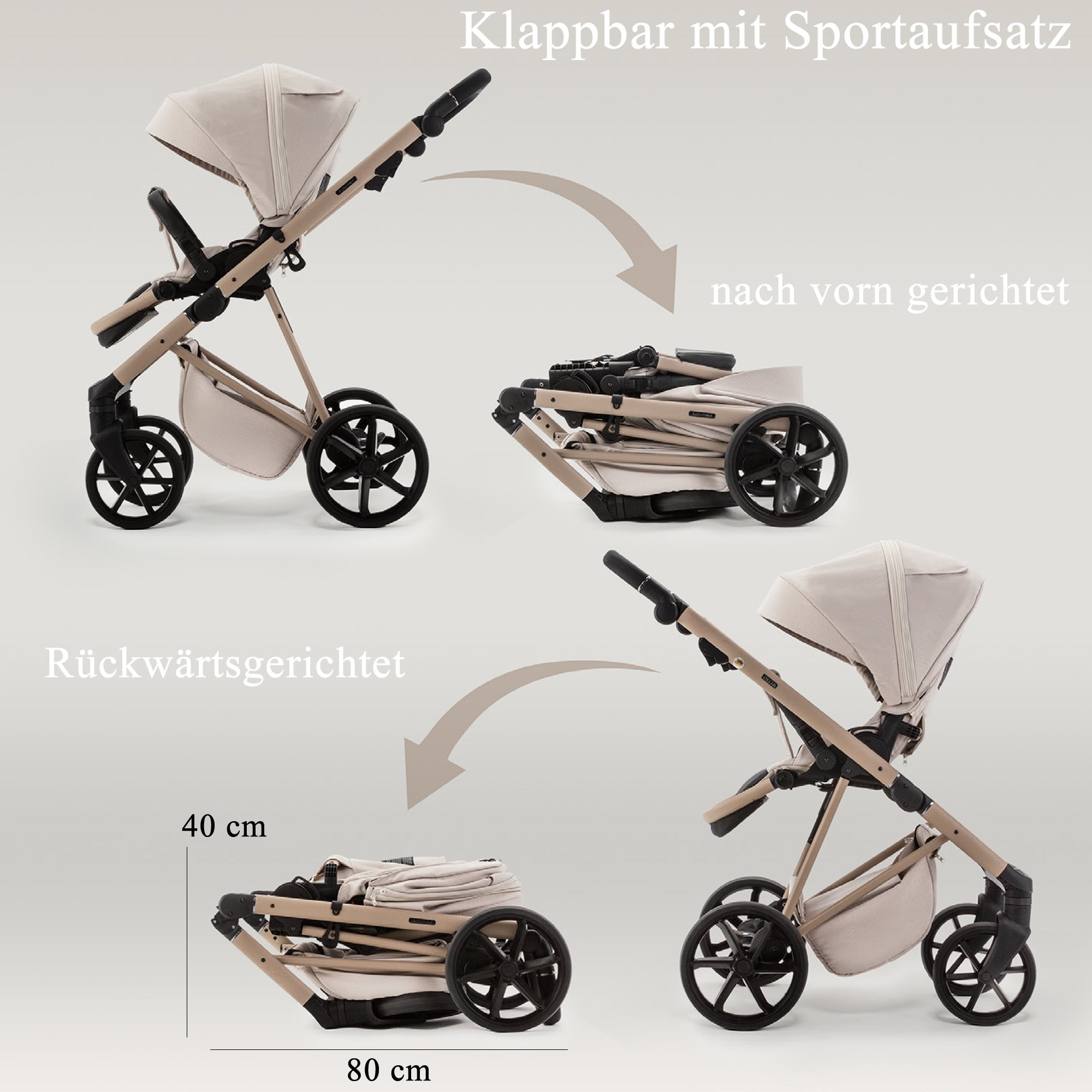 Luxus Kombikinderwagen Merida Taupe – Eleganz & Komfort von Knirpsenland
