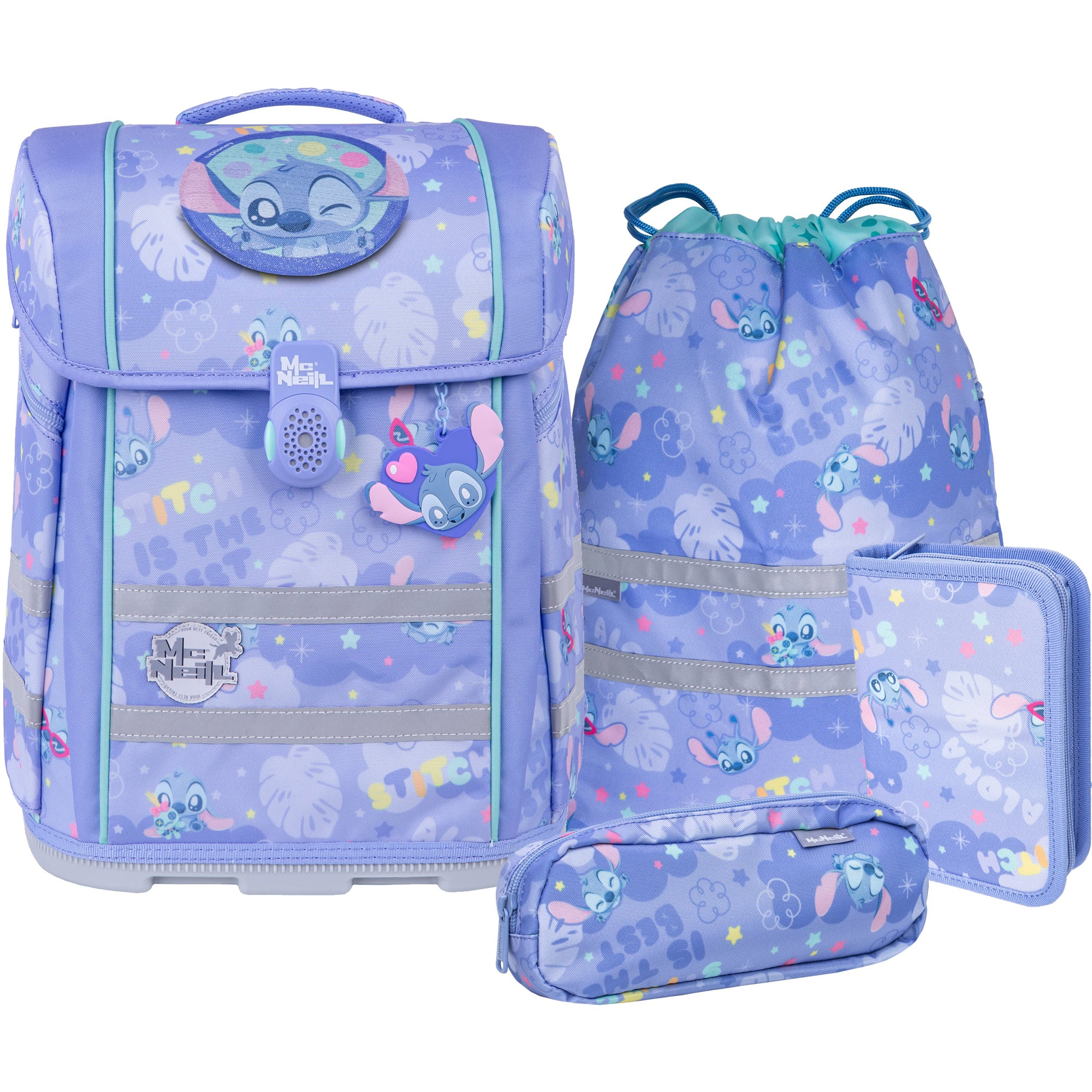 McNeill Schulranzen Perfecto Stitch 5tlg. Set – Ergonomischer Disney ClickFlex System