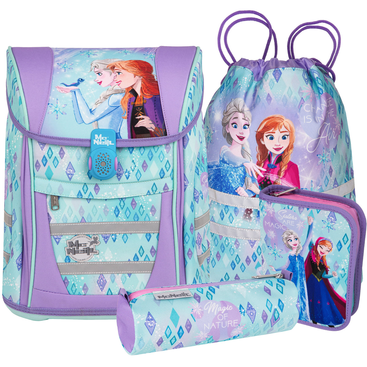 McNeill Teneris Frozen Schulranzen Set 4-teilig mit Elsa und Anna