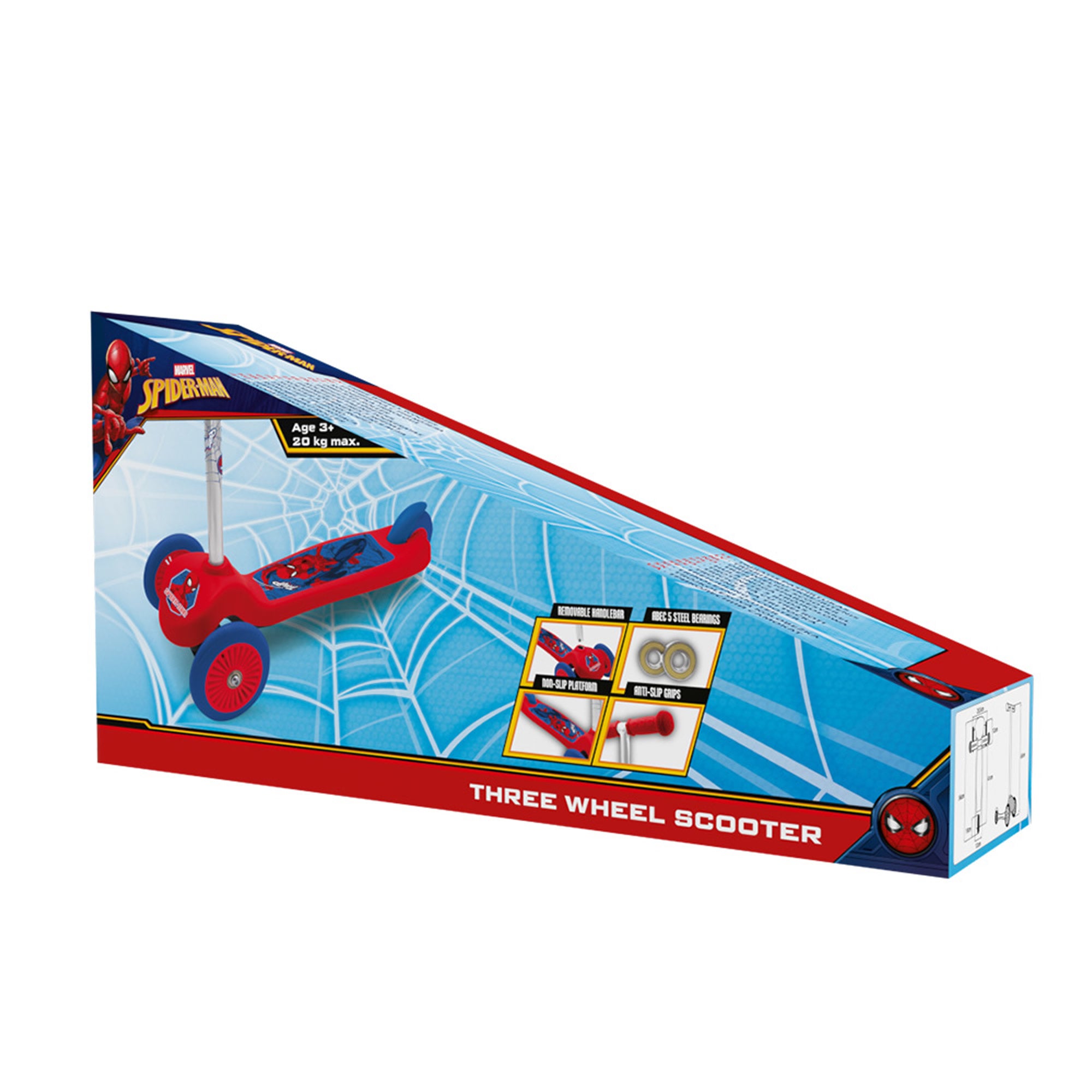 Marvel Spider-Man Balance Scooter – 3-Rad Kinderroller Rot/Blau