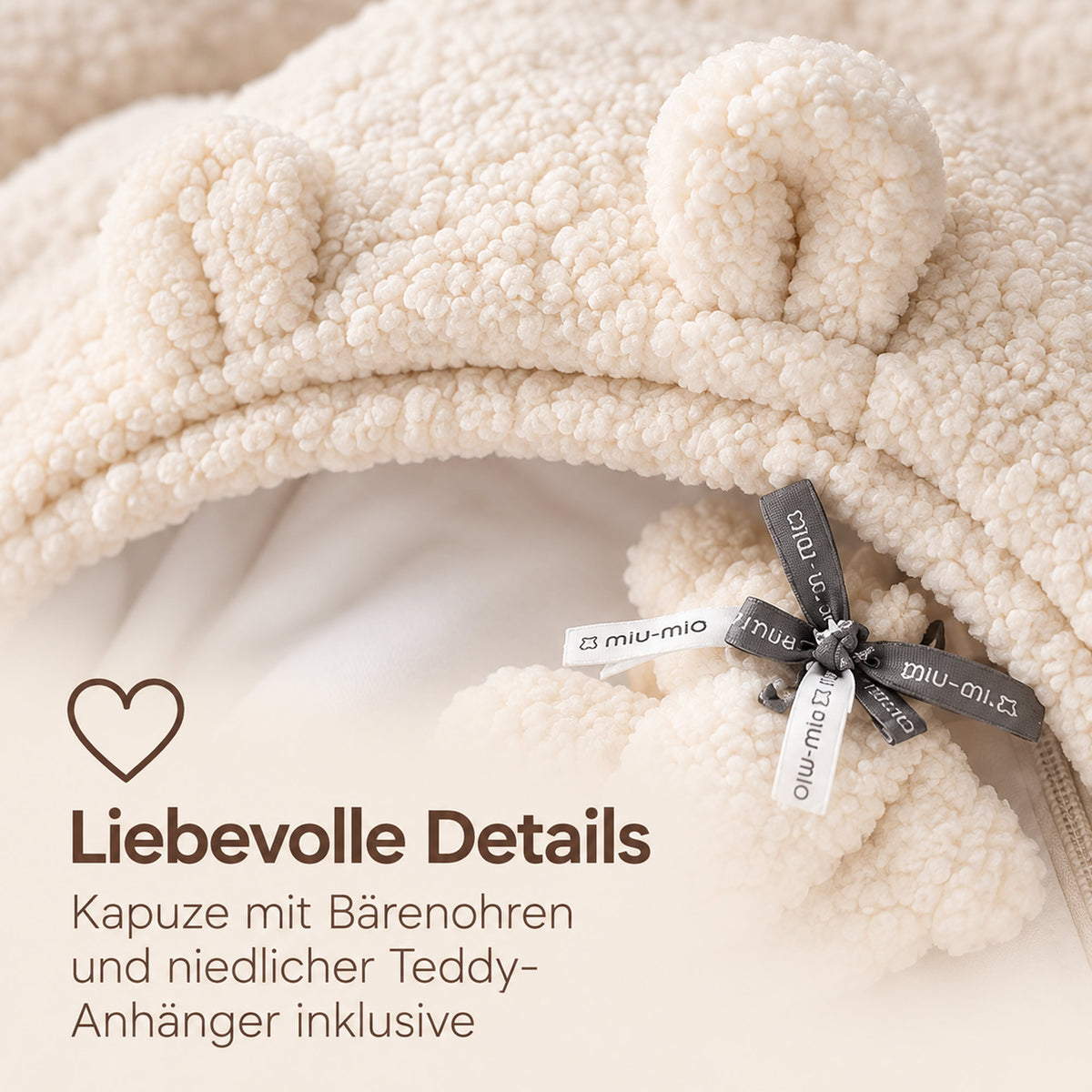 Knirpsenland MIU-MIO Teddy Baby Fußsack Beige – für Babyschale & Kinderwagen
