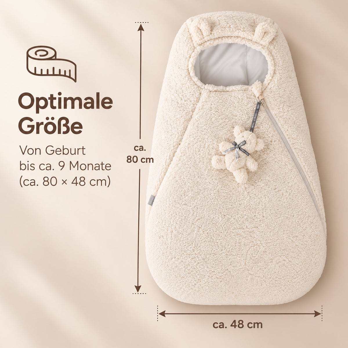 Knirpsenland MIU-MIO Teddy Baby Fußsack Beige – für Babyschale & Kinderwagen