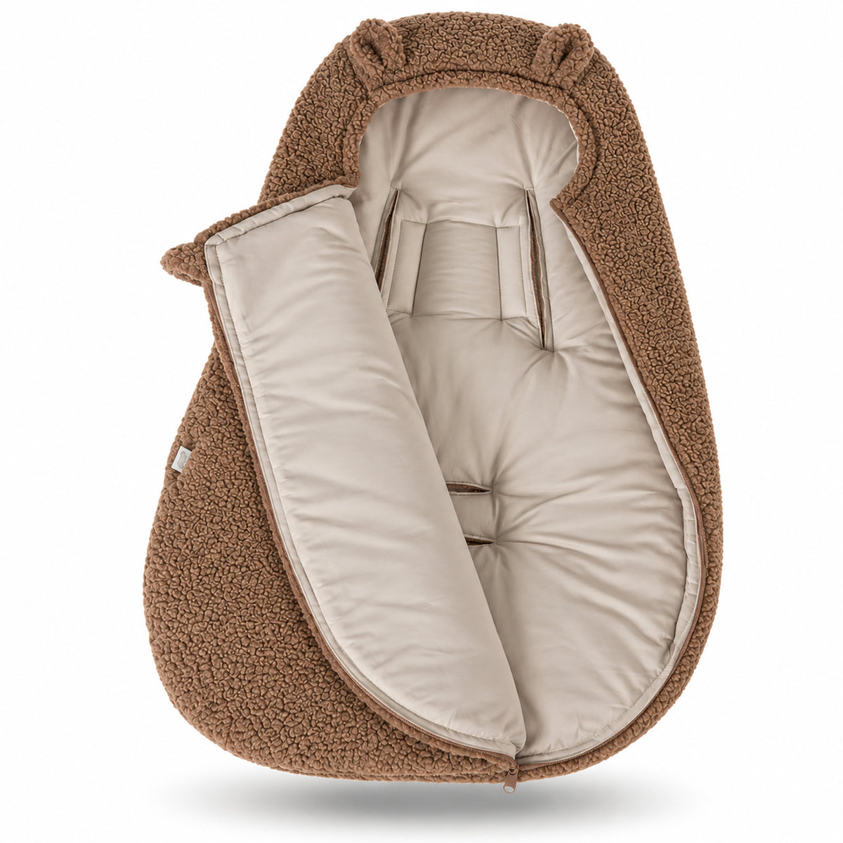 Knirpsenland Teddy Baby Fußsack Cappuccino – für Babyschale & Kinderwagen