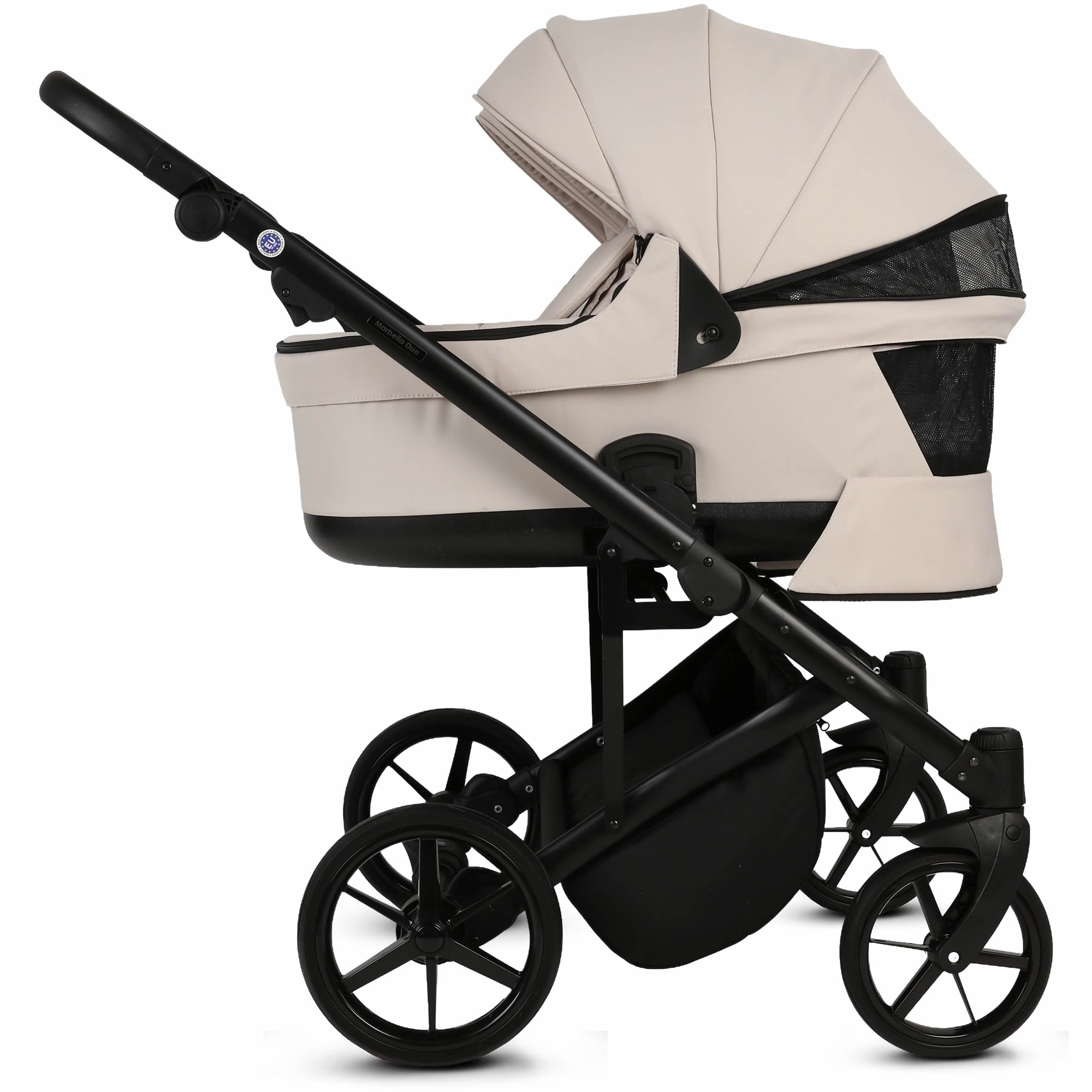 Knirpsenland Marbella Duo Beige – Premium Zwillingskinderwagen mit 2 Babywannen & 2 Sportsitzen
