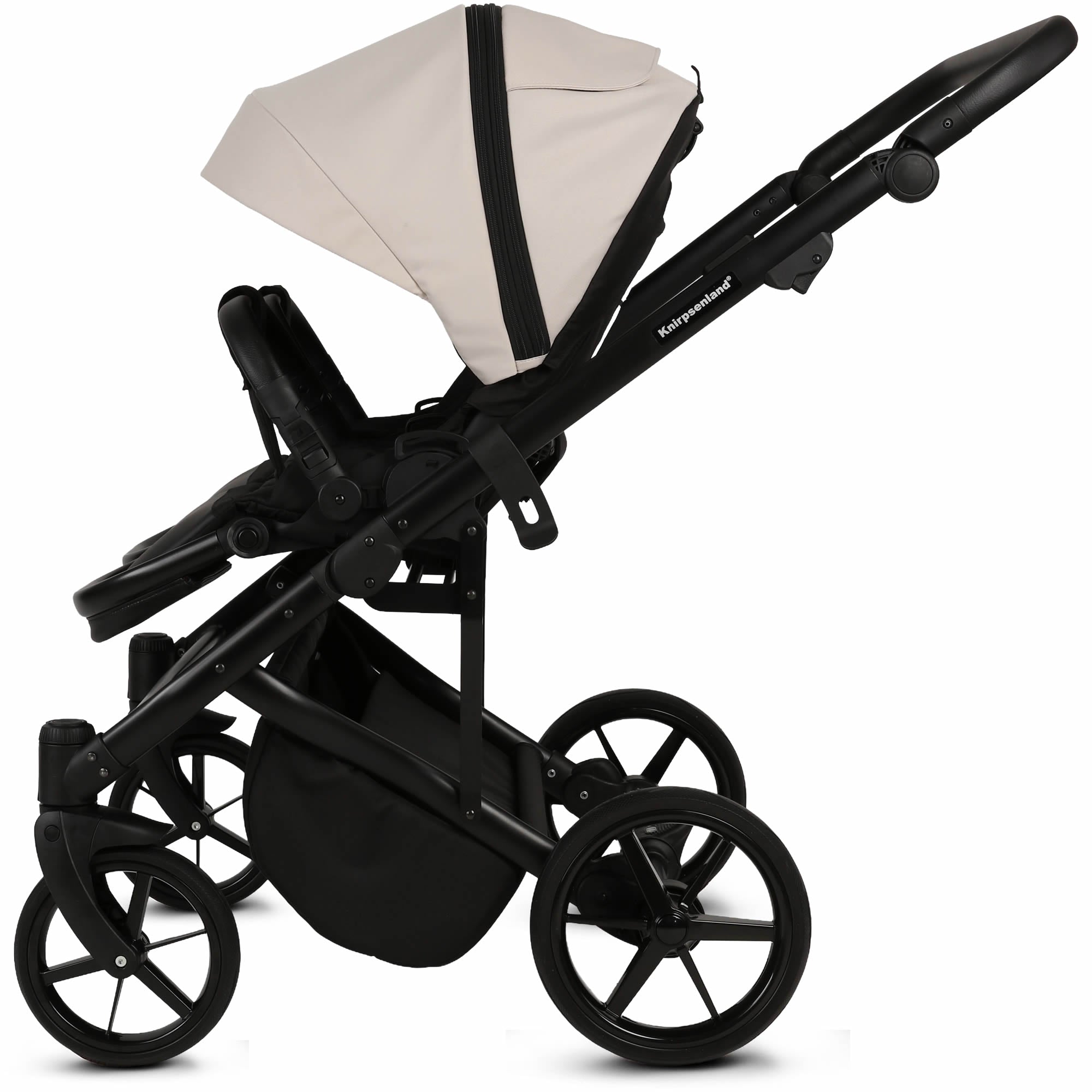 Knirpsenland Marbella Duo Beige – Premium Zwillingskinderwagen mit 2 Babywannen & 2 Sportsitzen